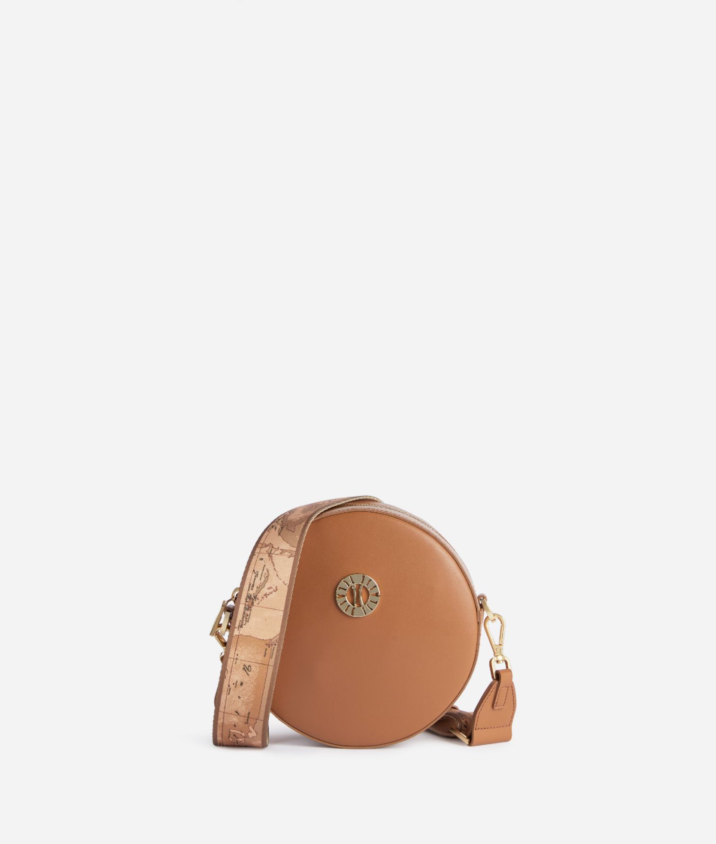 Shoulder bag round Geo Summer Dream in leather Light Yellow,front