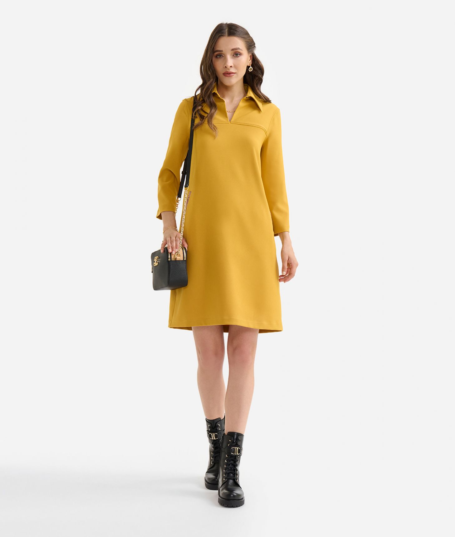 Cavalry twill shift dress Amber,front