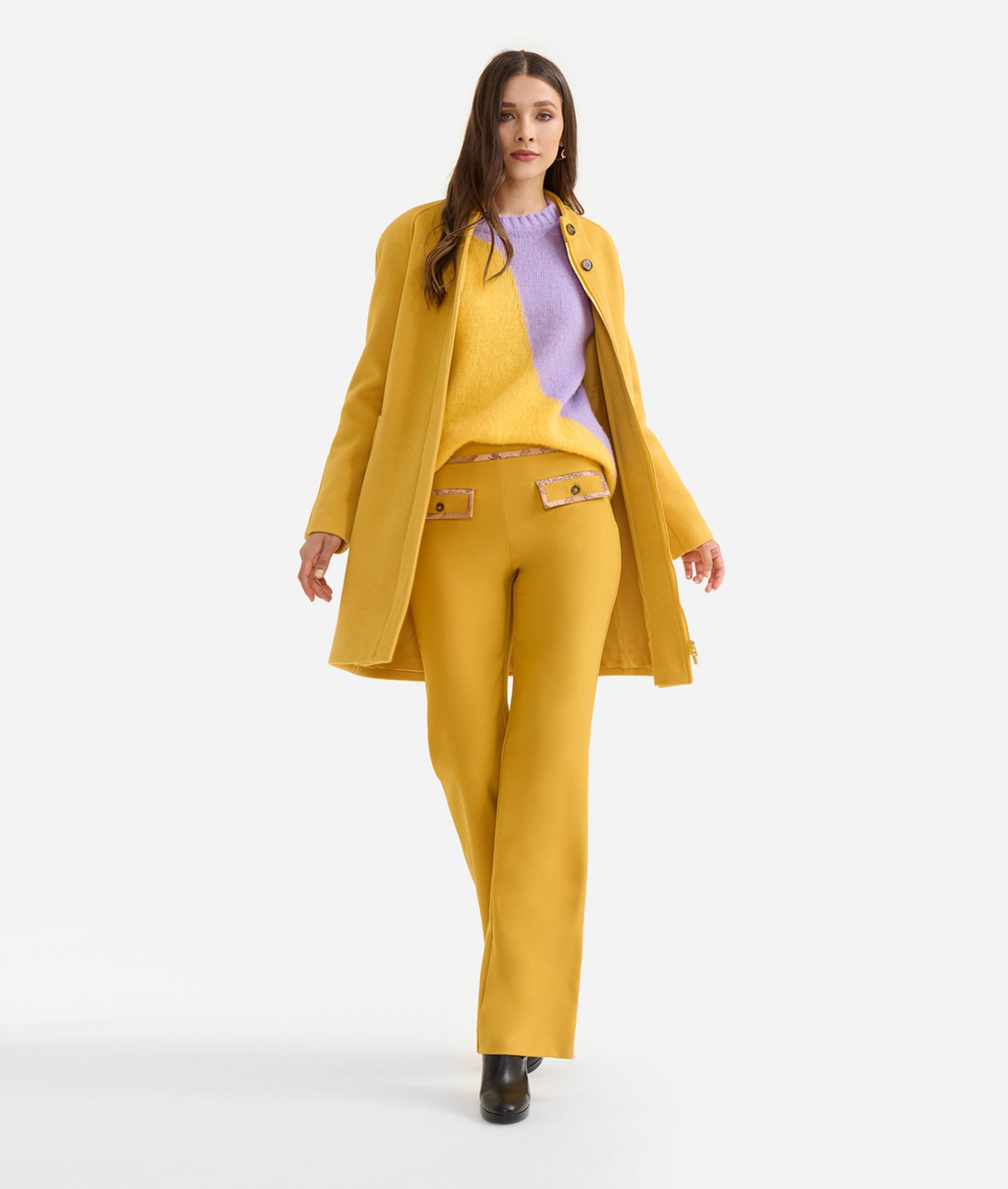 Cavalry twill palazzo trousers Amber,front