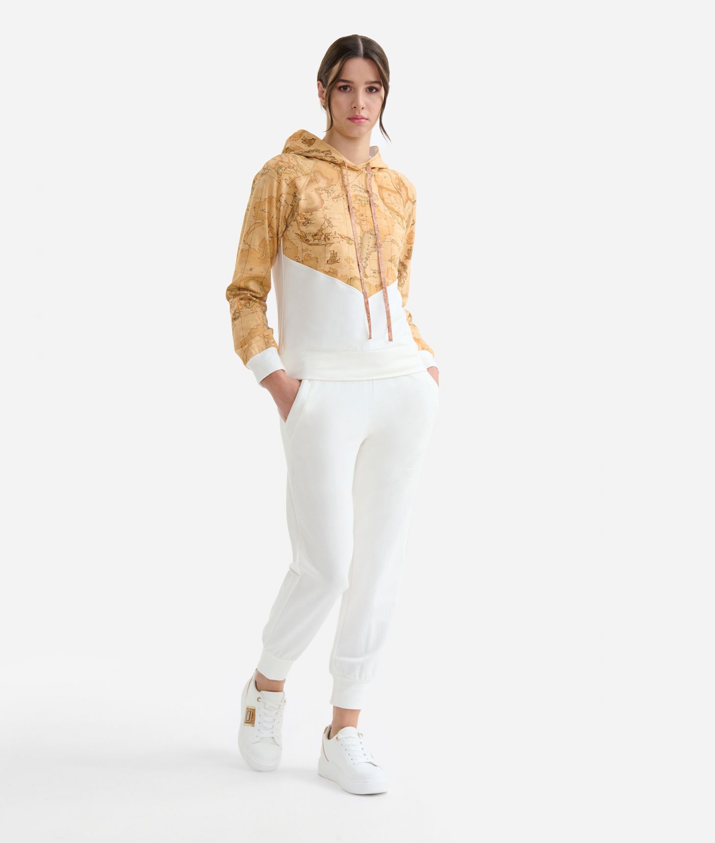 Trousers with Geo detail in stretch fabric Ivory ,front