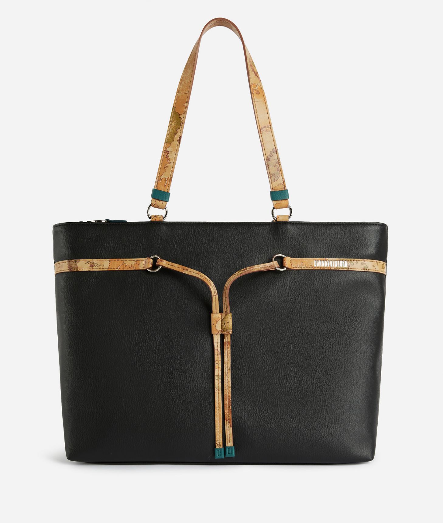 Shopper bag in grainy faux leather Black,front