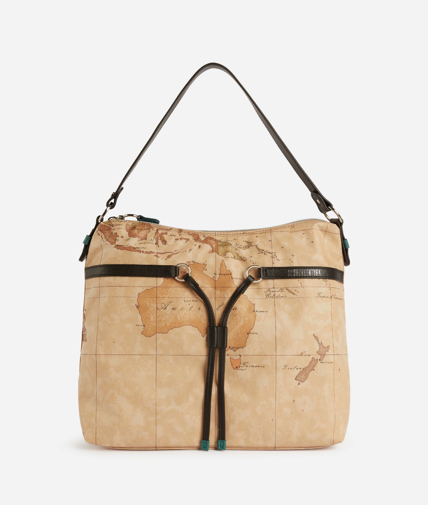 Underarm bag in soft fabric with Geo Classic print Black,front