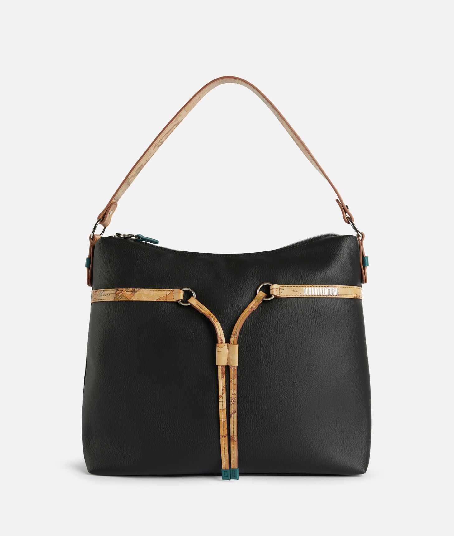 Underarm bag in grainy faux leather Black,front