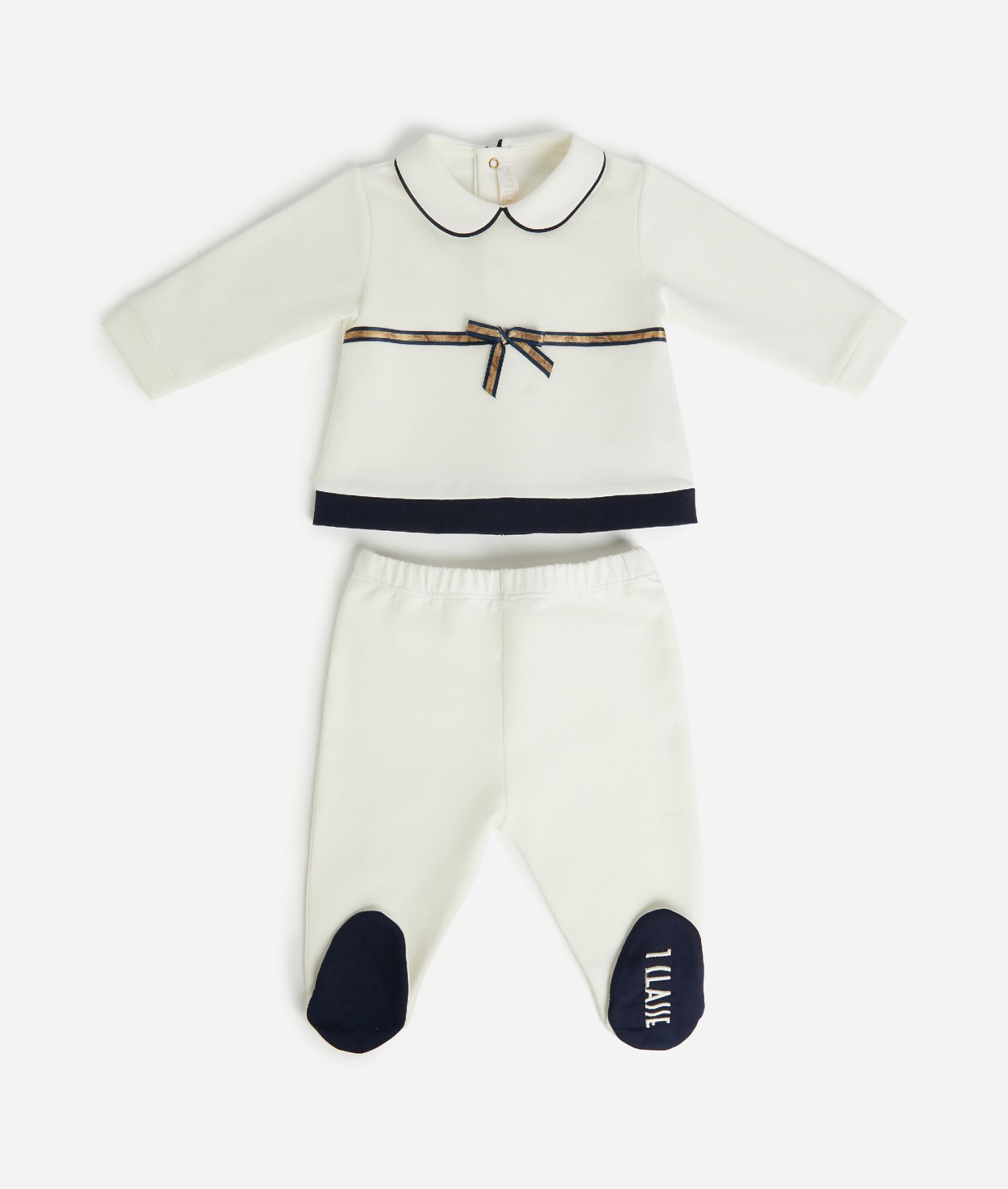 Cotton jumpsuit set with bow detail White,front