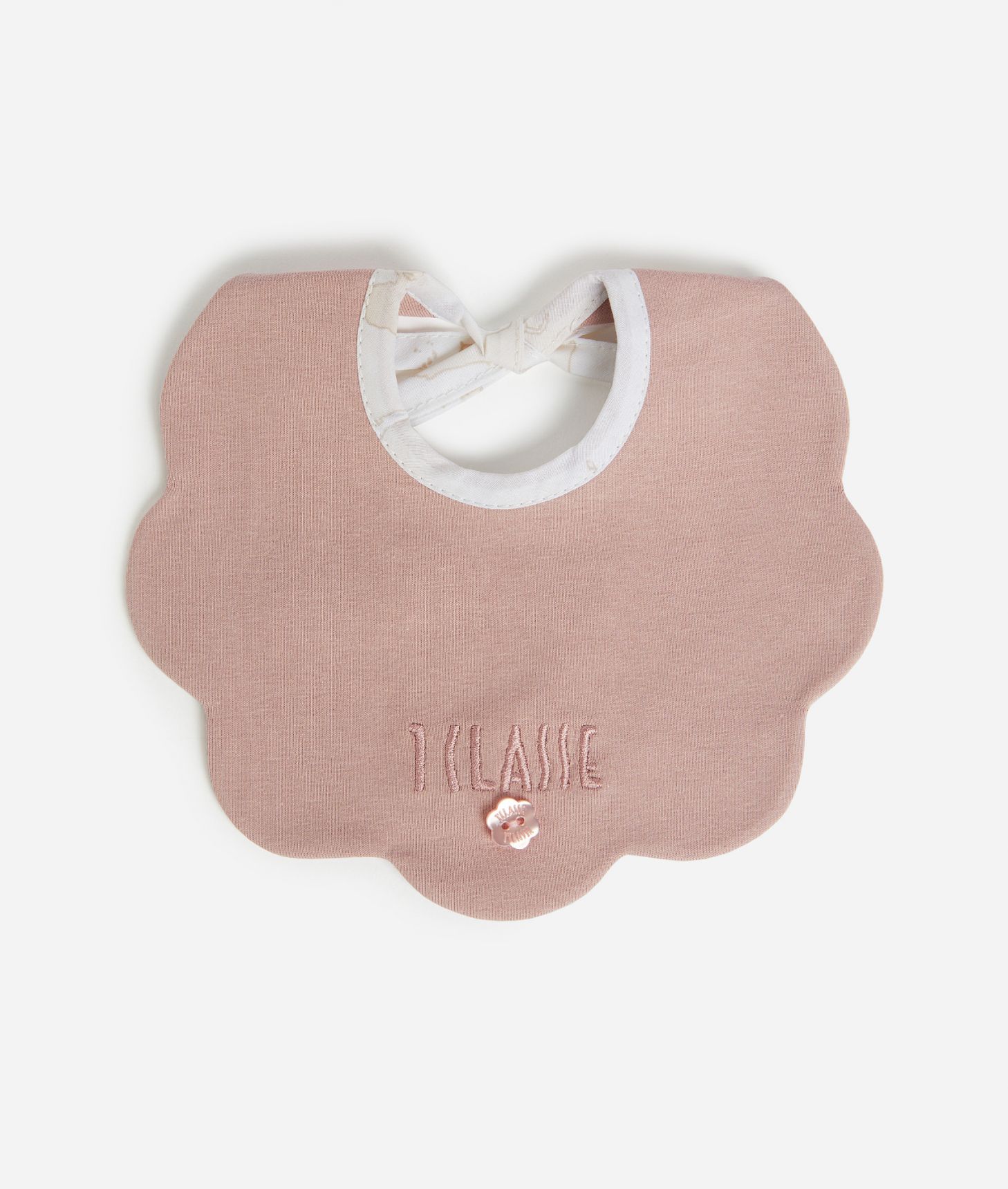 Cotton bib with bow detail Pink,front
