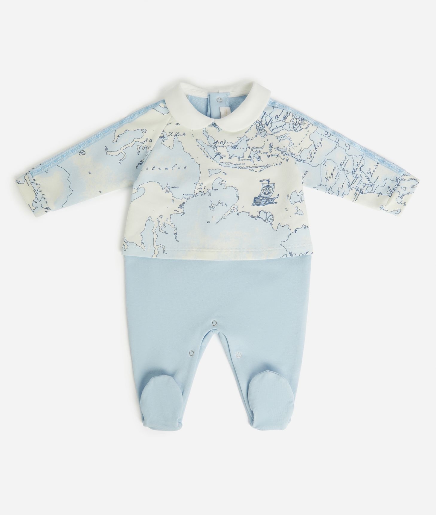 Set tutina in cotone in stampa Geo Sky,front