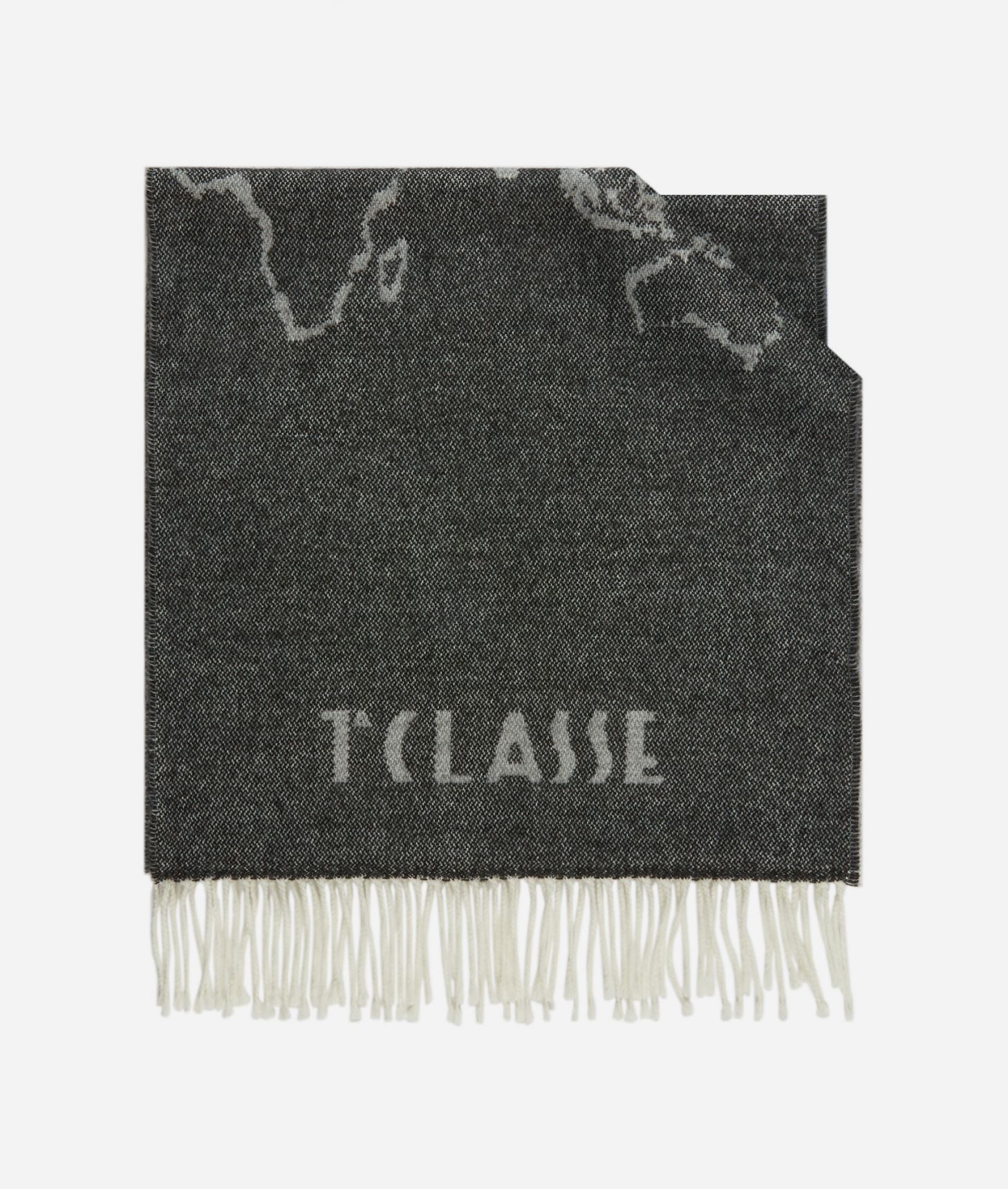 Geo Filetti scarf 40 x 180 Ivory Grey,front