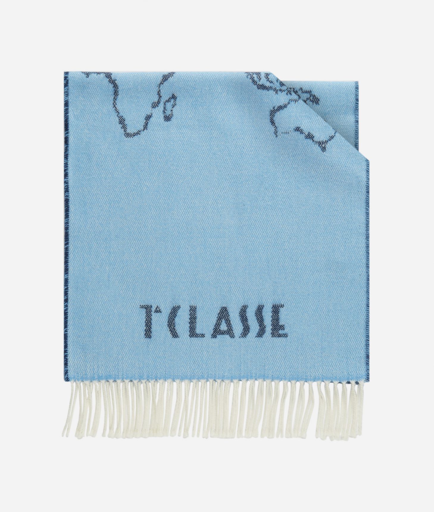 Geo Filetti scarf 40 x 180 Anise Blue,front