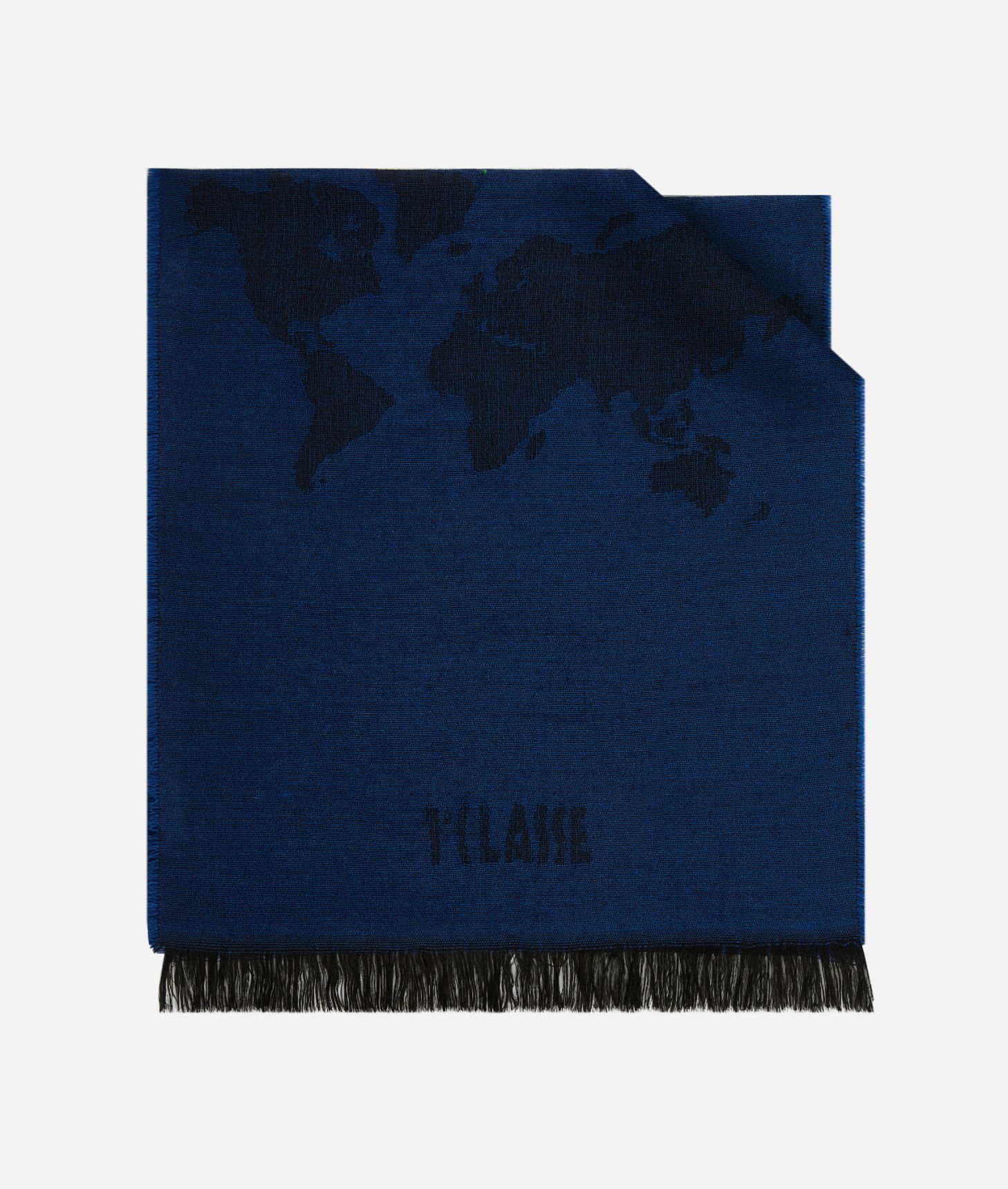 Geo Full fringe scarf 40 x 200 Blueberry,front