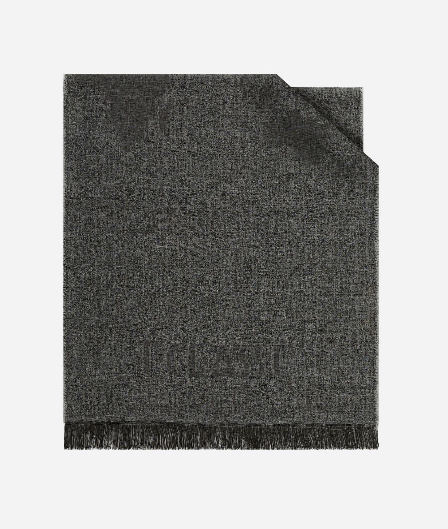 Geo Full wool blend scarf 40 x 190 Medium Grey,front
