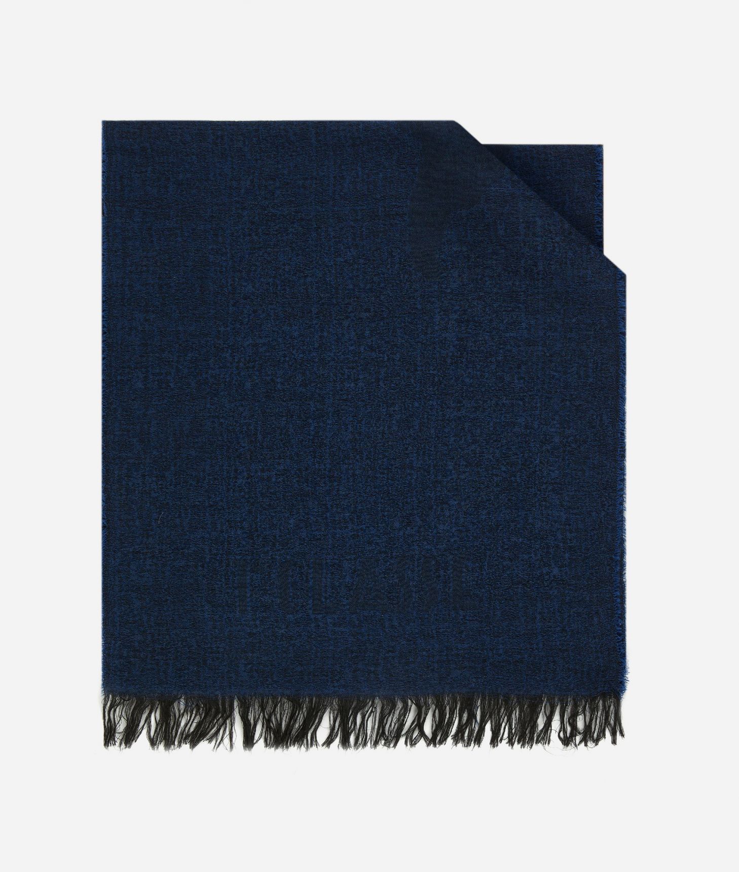 Geo Full wool blend scarf 40 x 190 Blueberry,front