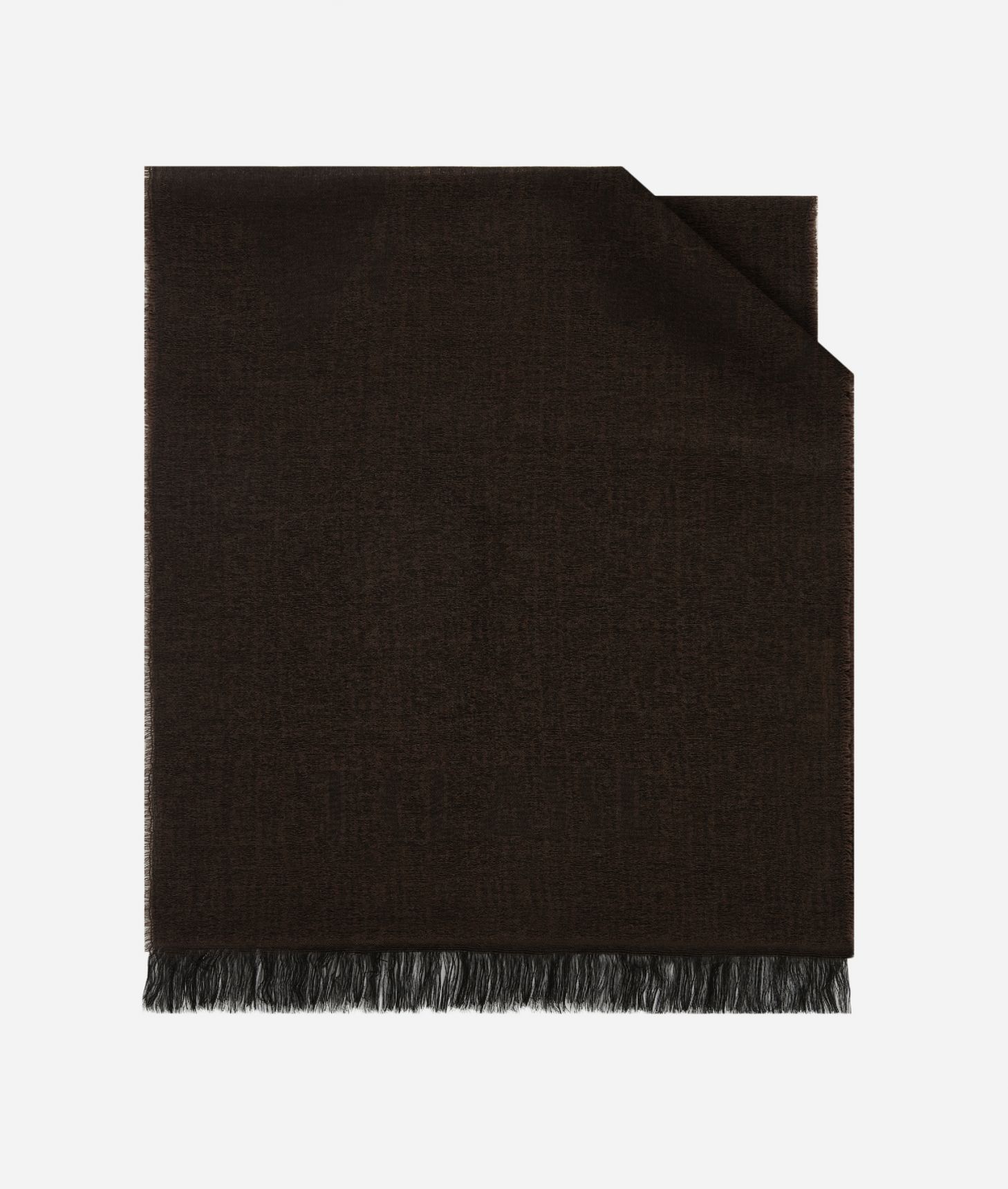Geo Full wool blend scarf 40 x 190 Dark Brown,front