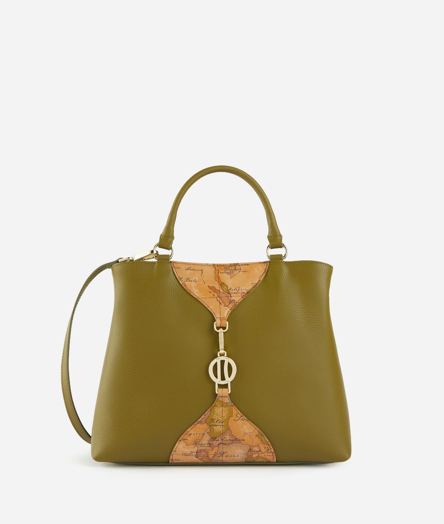 Upper East handbag with crossbody strap Olive Green,front