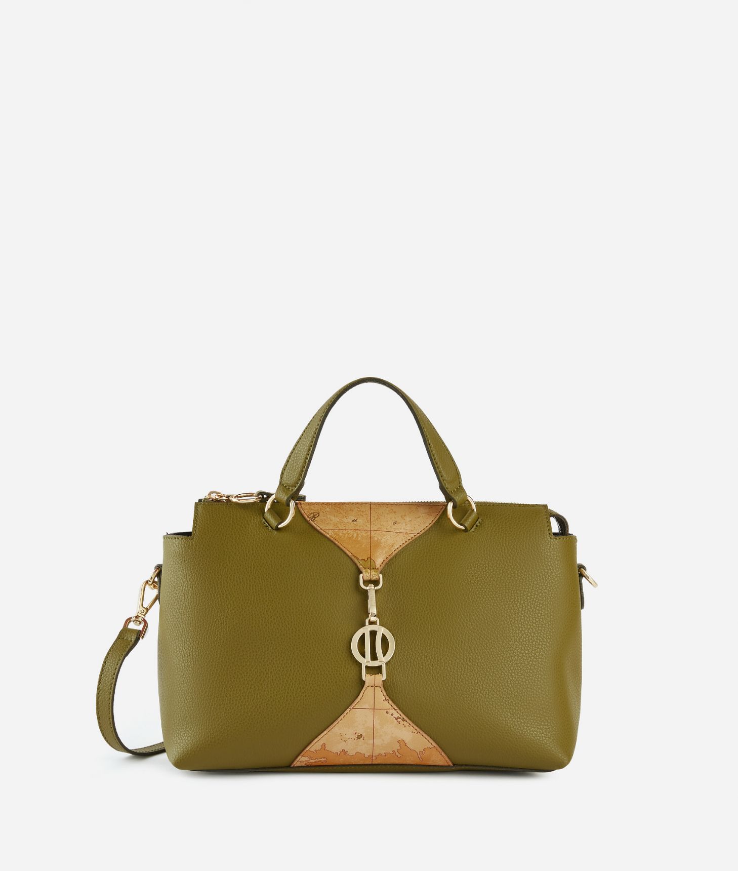 Upper East bowler bag with crossbody strap Olive Green,front