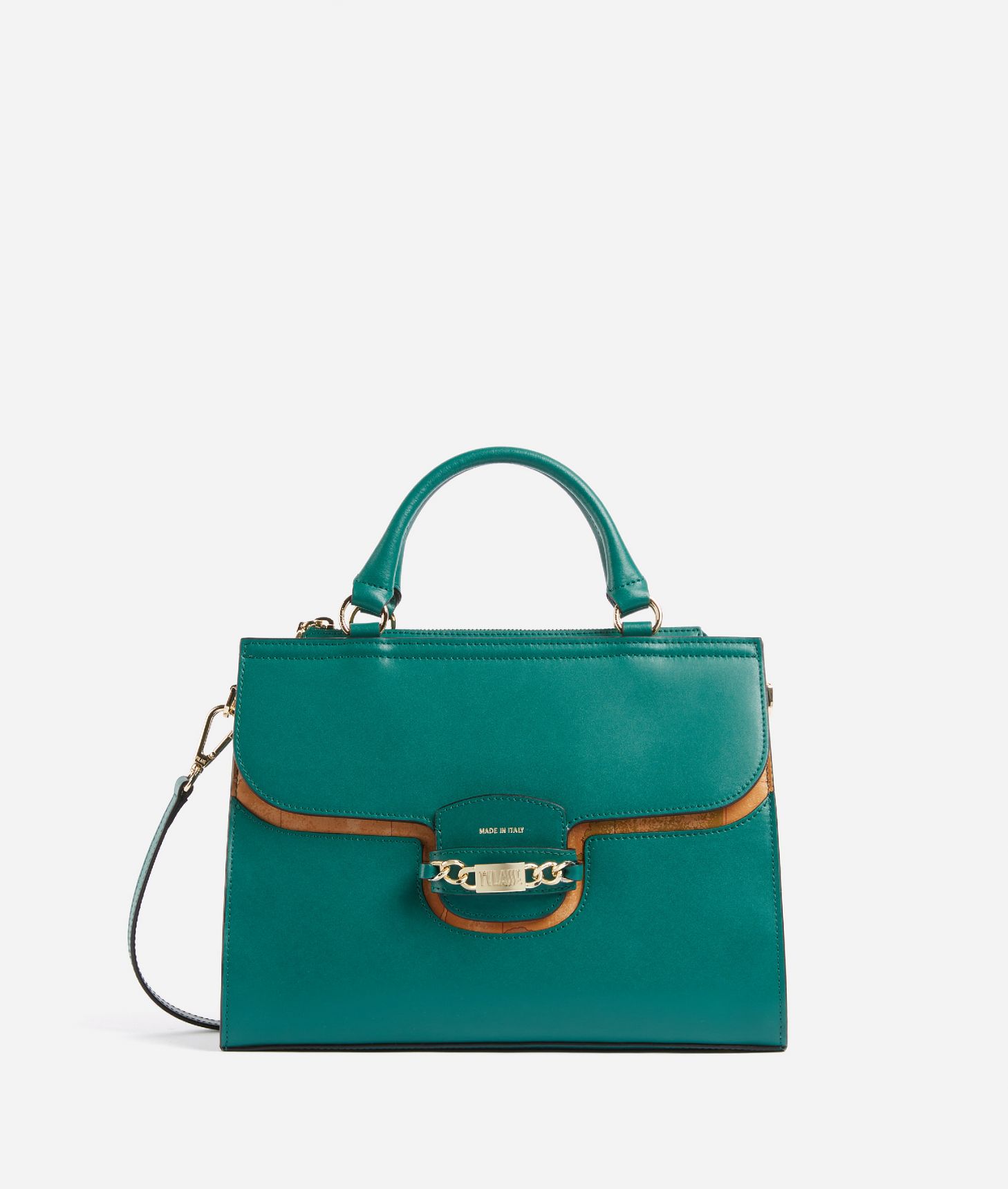 Millennium Bag smooth leather handbag with shoulder strap Emerald Green,front