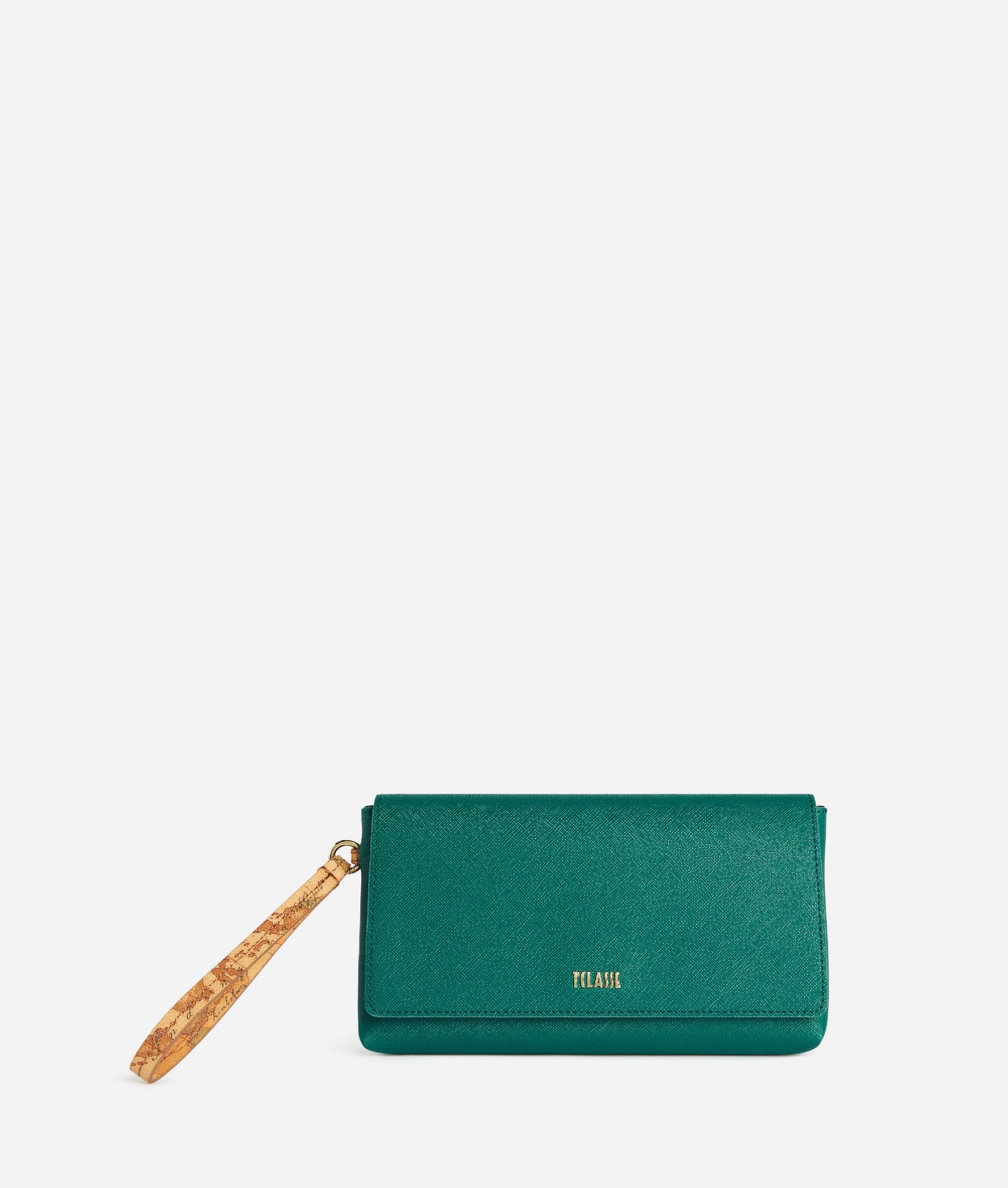 Glam City flap pouch with wristlet Emerald Green,front
