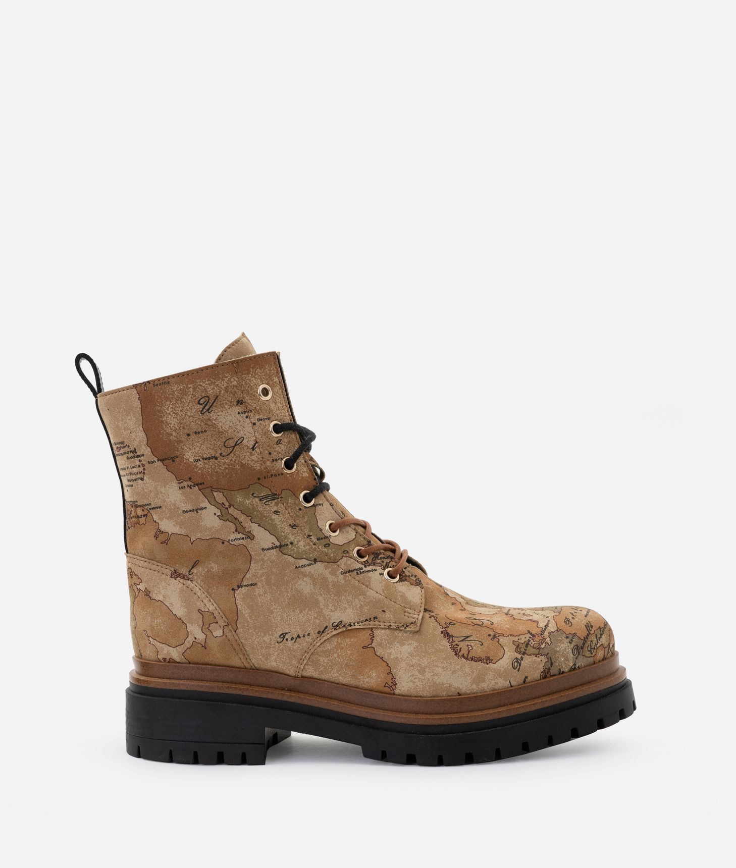 Nabuk fabric boots with Geo Classic print Natural,front