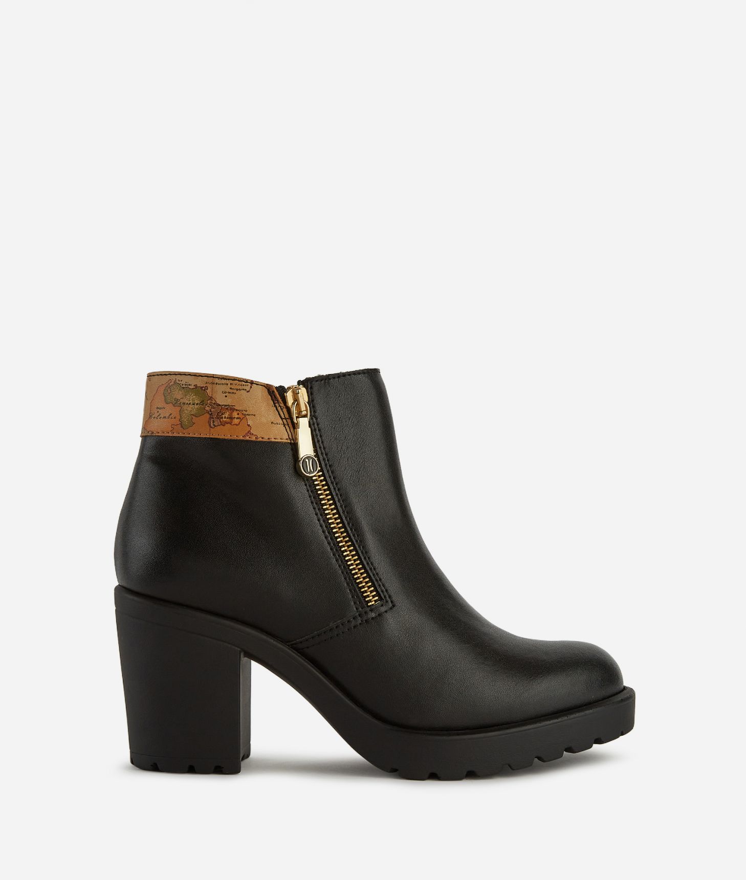 Smooth leather ankle boots with logo puller Black,front
