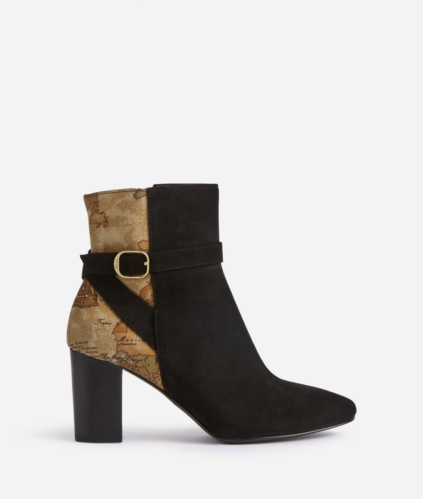 Suede ankle boots with strap Black,front