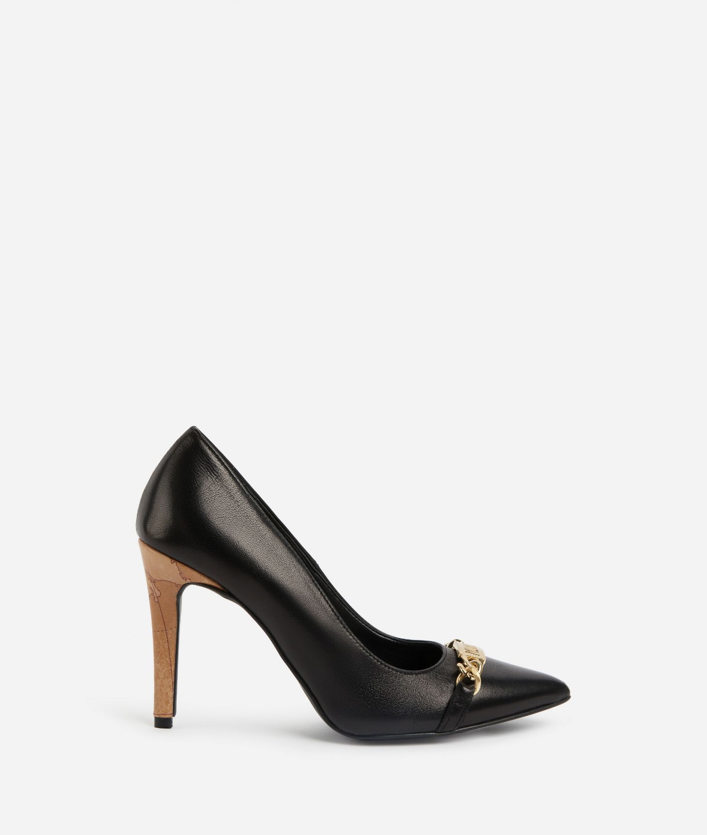 Smooth nappa leather pumps with clamp front Black,front