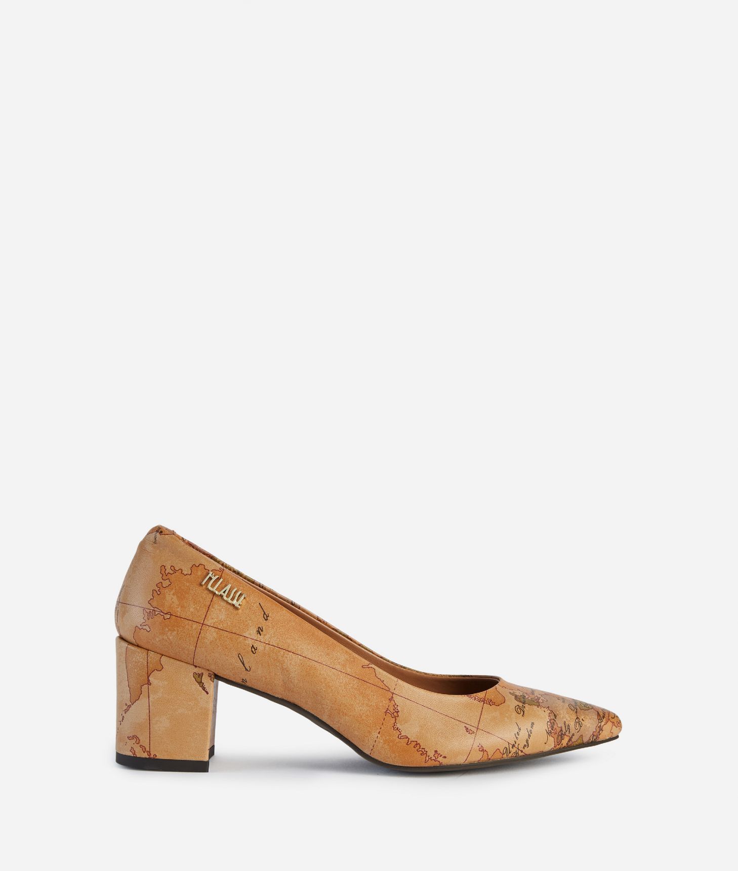 Nappa leather pumps with Geo Classic print Naturals,front