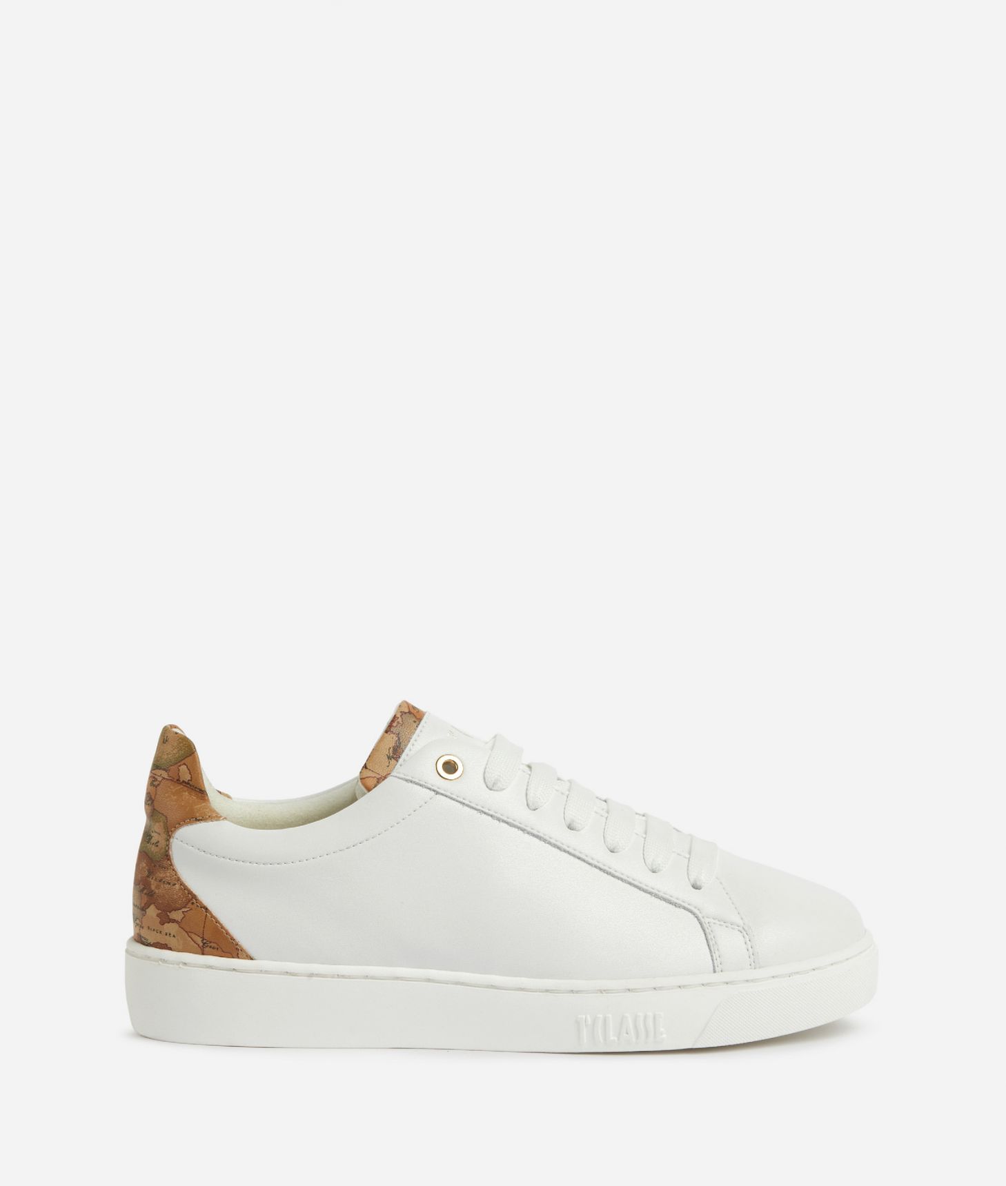 Smooth leather sneakers with faux nappa insert White,front