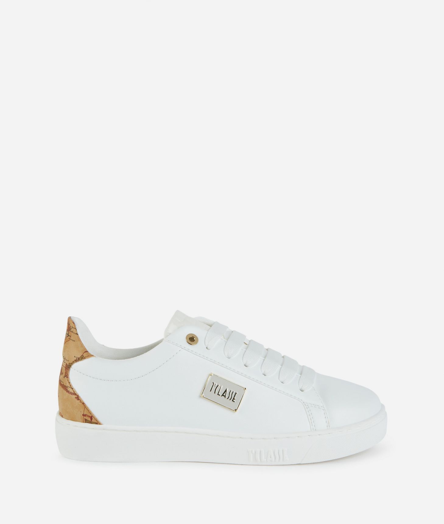 Faux nappa leather sneakers with logo plaque White,front