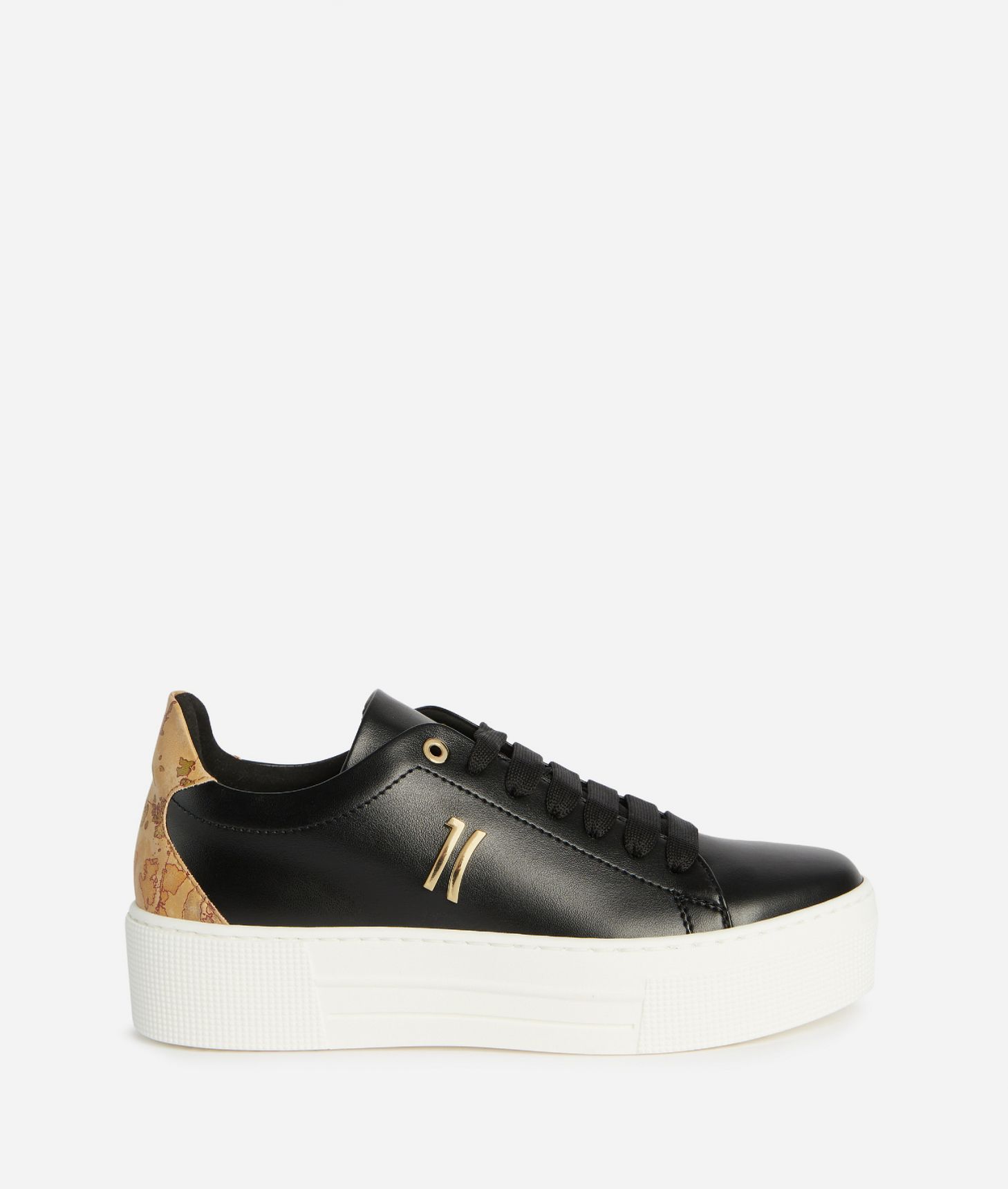 Faux nappa leather sneakers with 1C detail Black,front