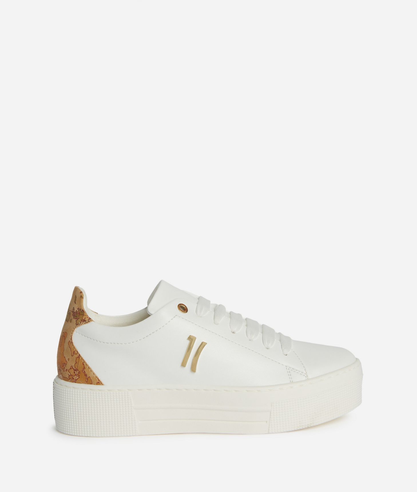 Faux nappa leather sneakers with 1C detail White,front