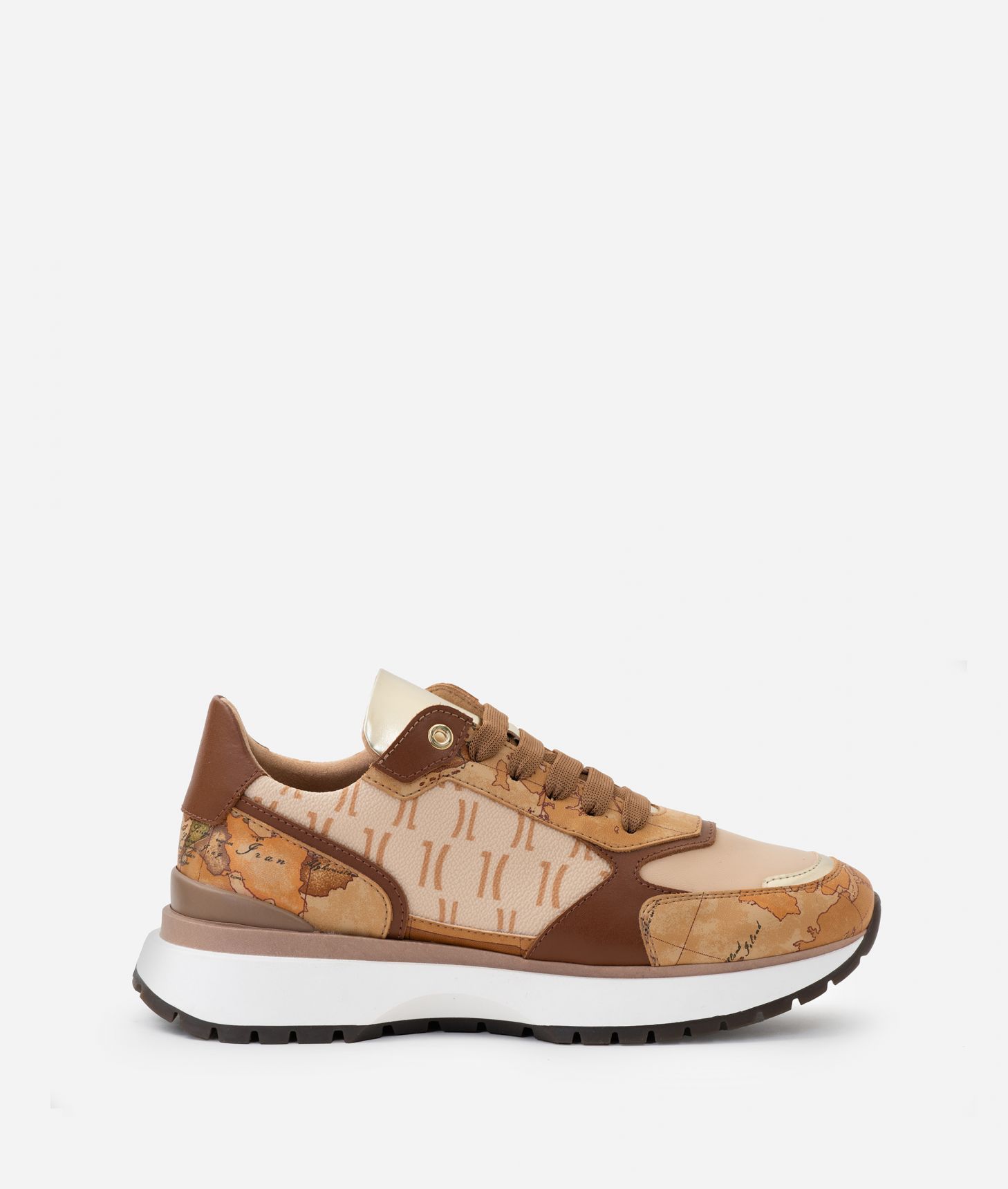 Monogram fabric sneakers with Geo Classic details Natural,front