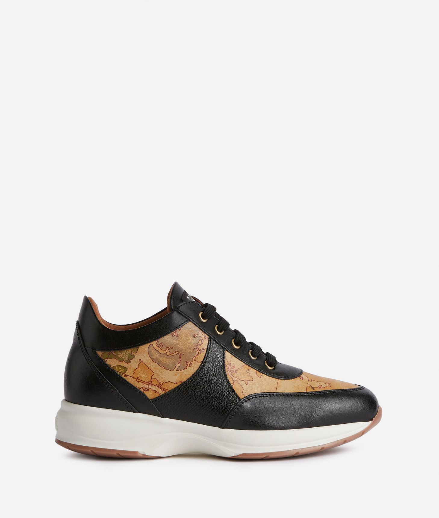 Garnet print leather Geo crossing sneakers Black,front
