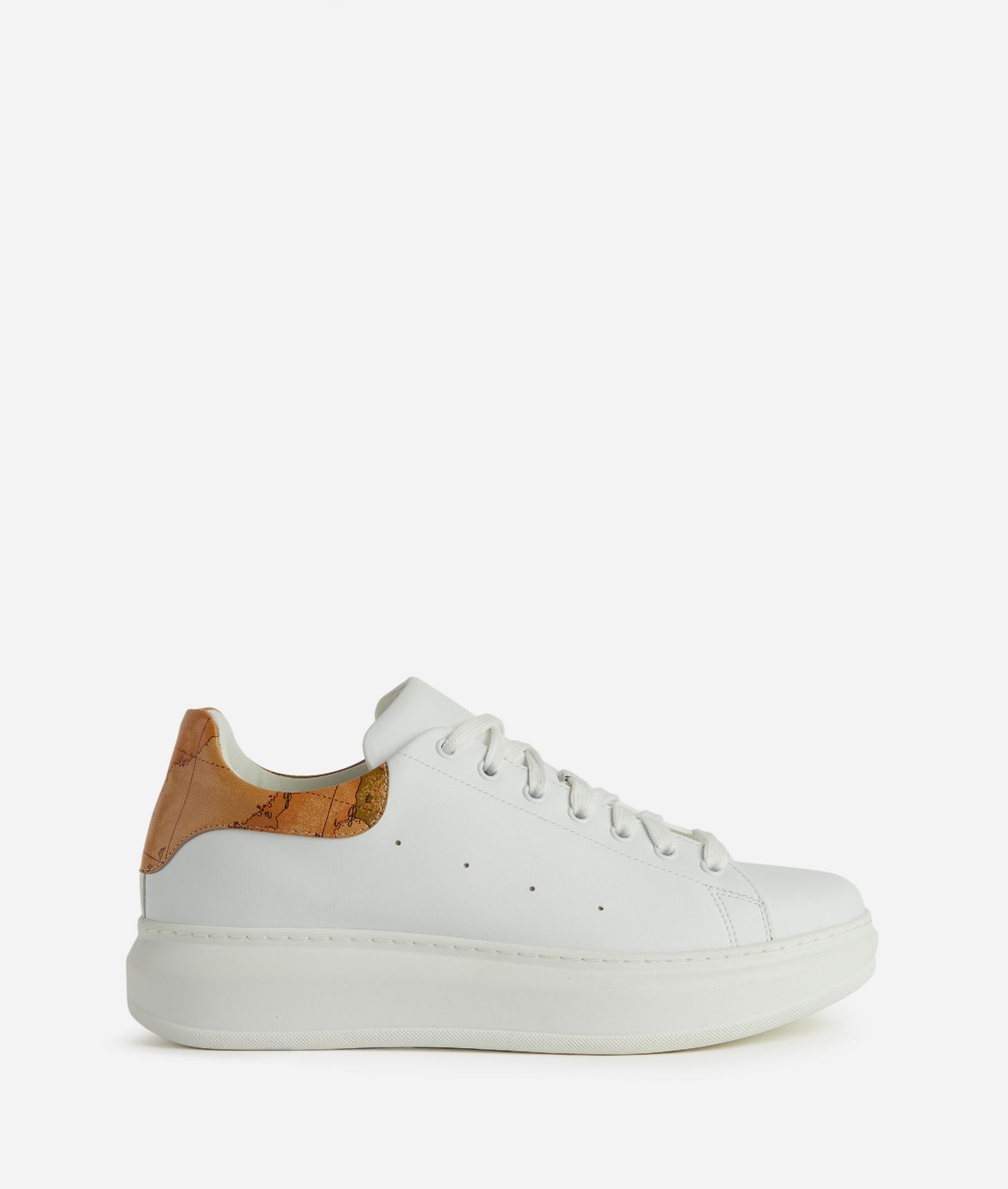 Smooth leather sneakers with faux nappa insert White,front