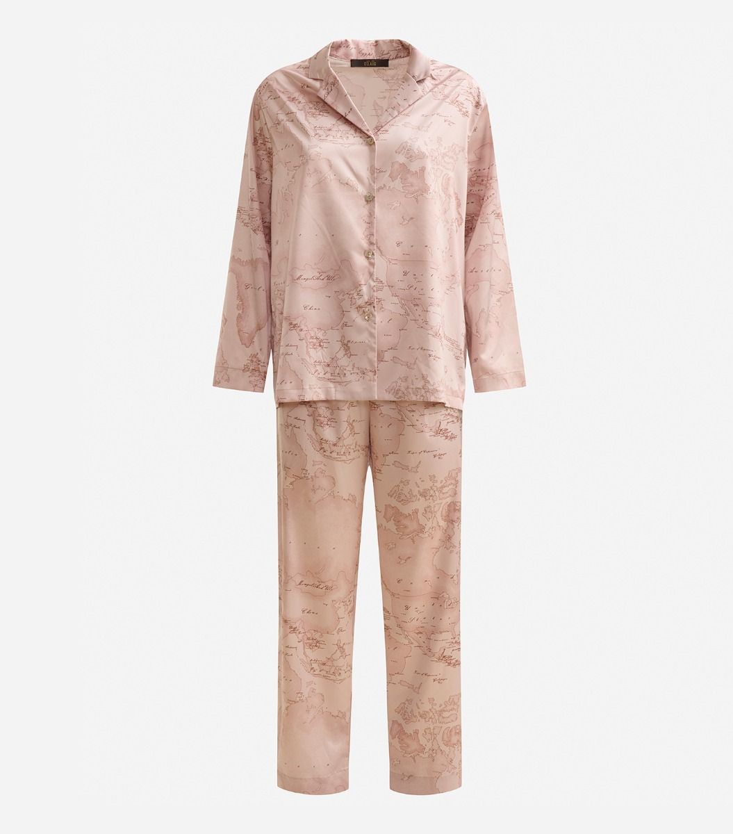 Winter satin fabric pajamas Powder Pink,front