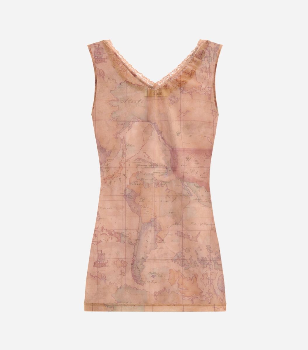 Tank top in tulle Geo classic print,front
