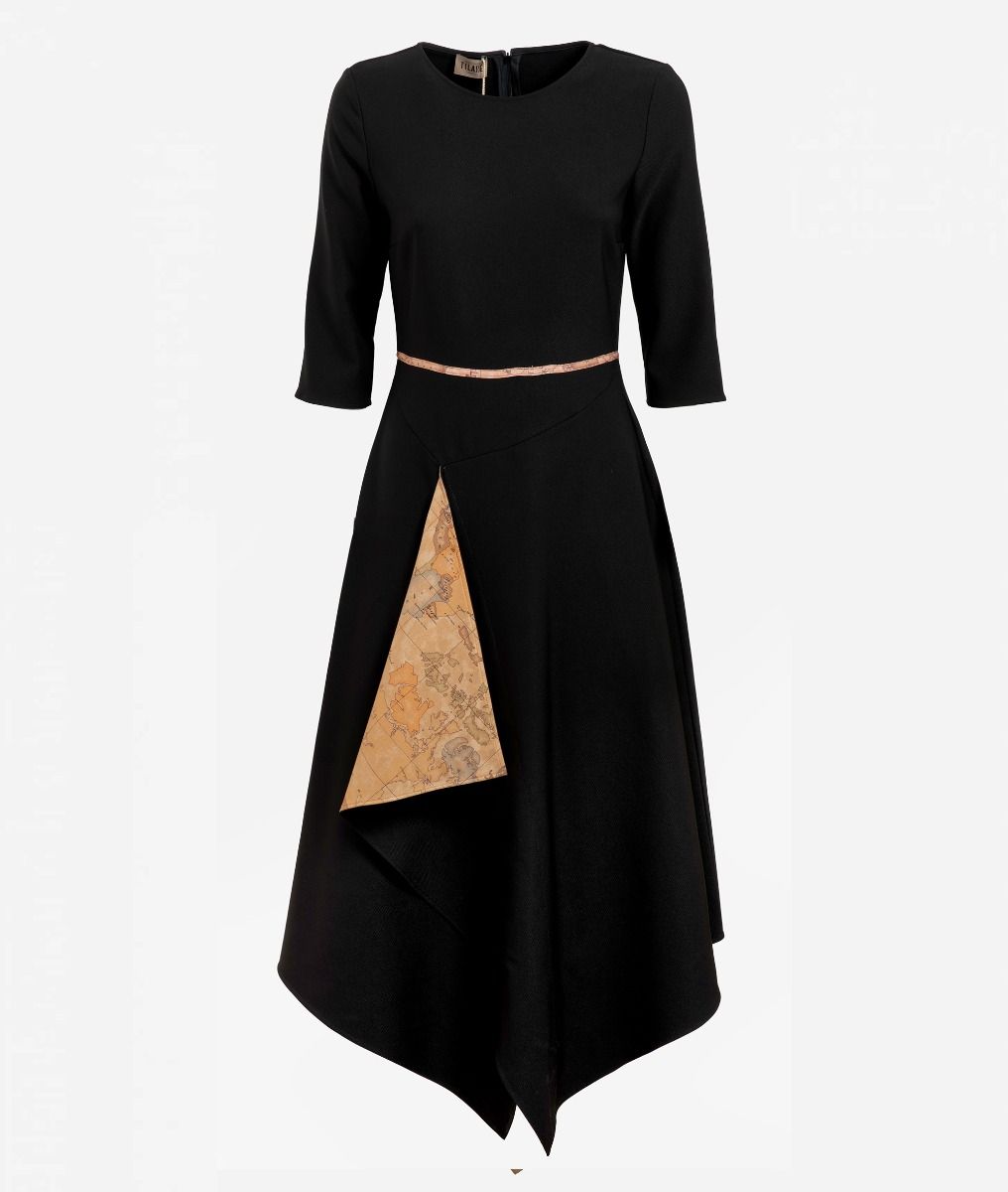 Cavalry twill dress with pleat Black,front