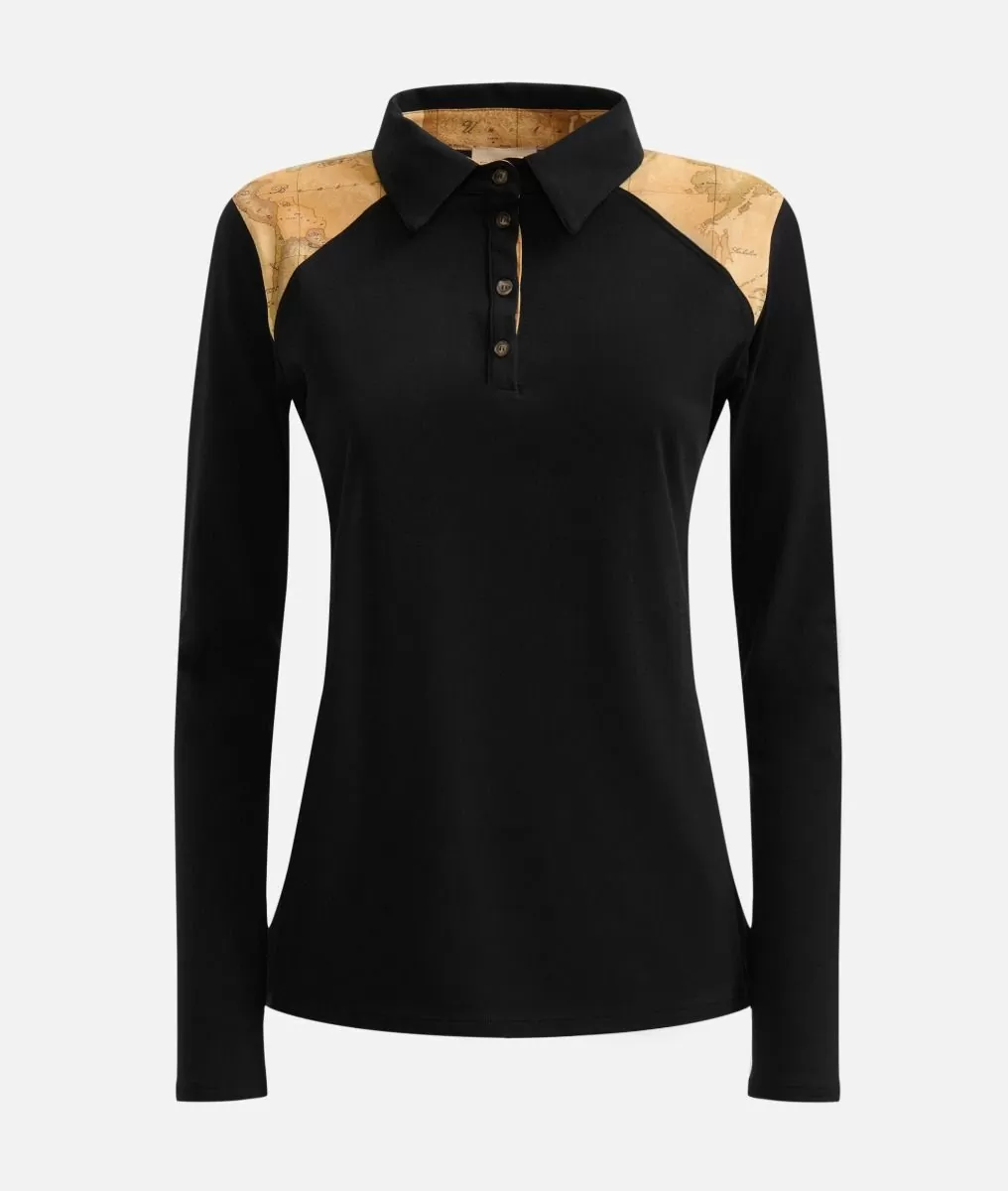 Black polo shirt with gold clearance horse