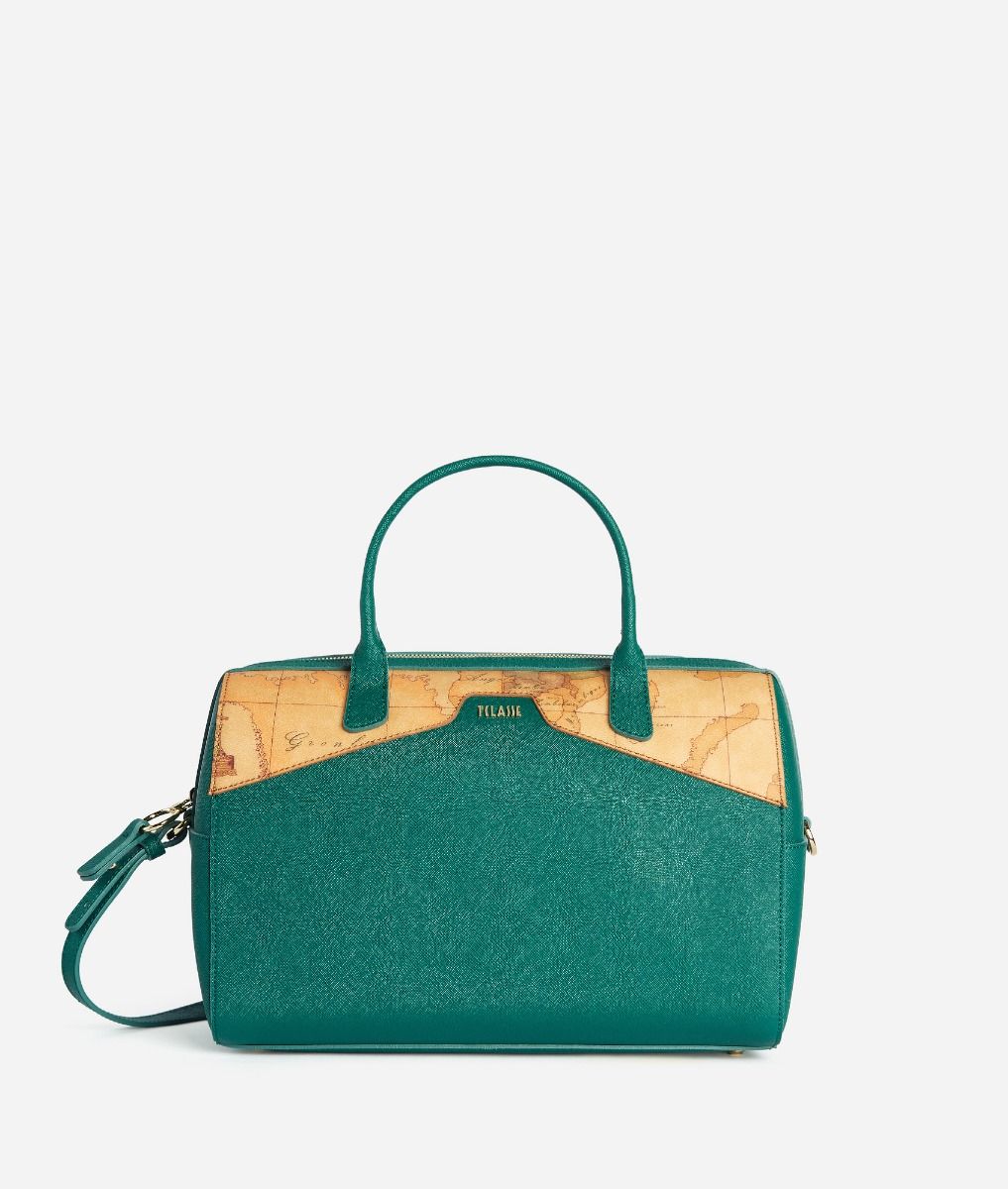 Glam City bowler bag with crossbody strap Emerald Green,front