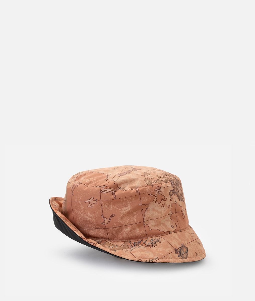 Nylon bucket hat with Geo Classic print Black,front
