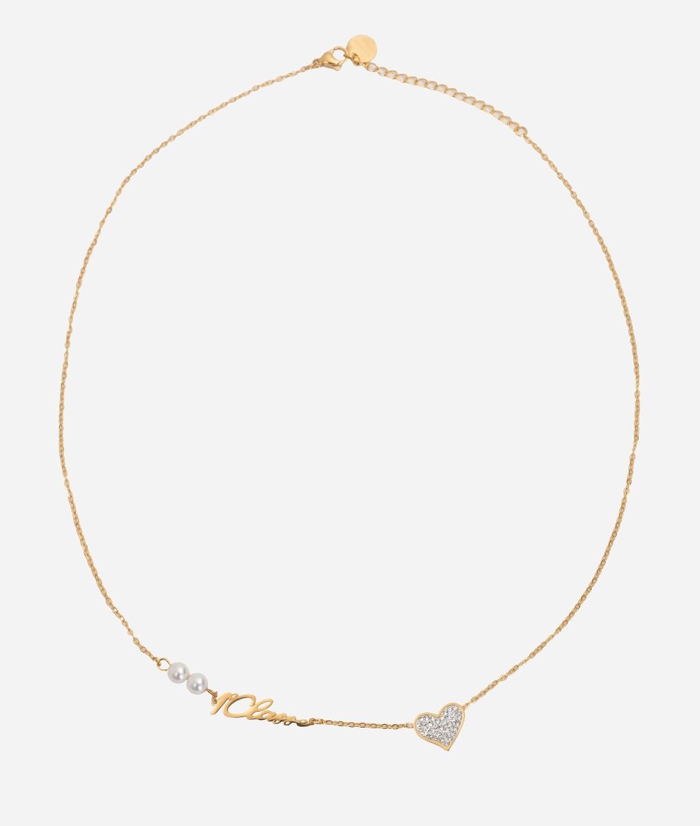Gold-plated steel necklace with 1ᴬ Classe logo Gold,front