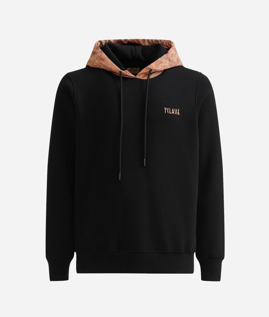 Cotton blend hoodie Black,front