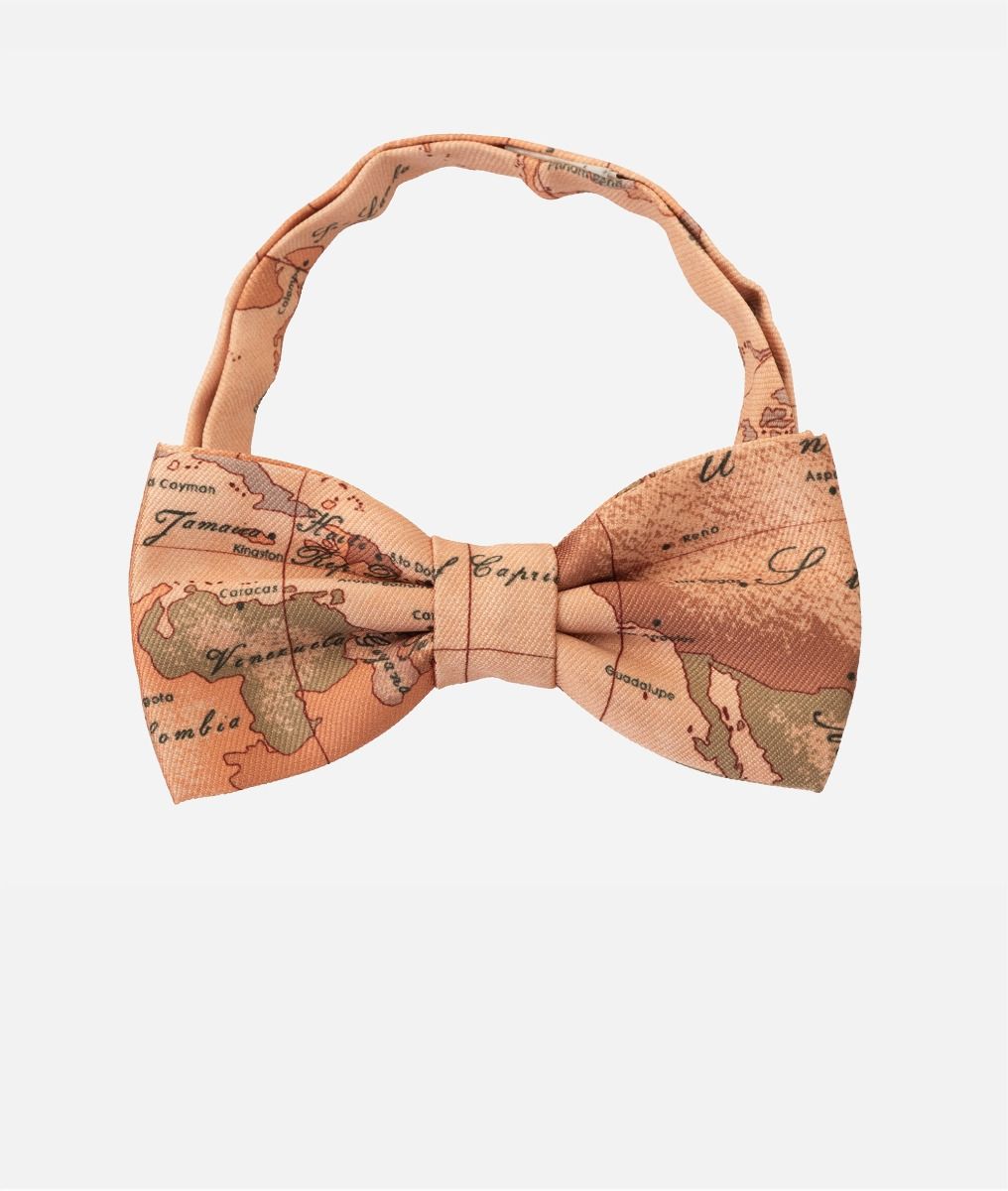 Twill bow tie with Geo Classic print Natural ,front