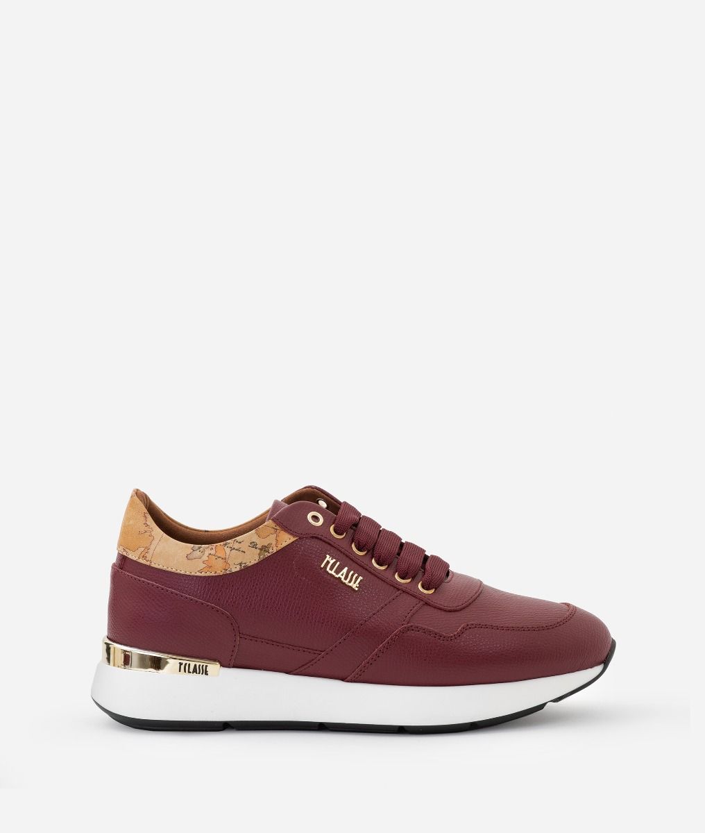 Garnet print leather sneakers Cabernet,front