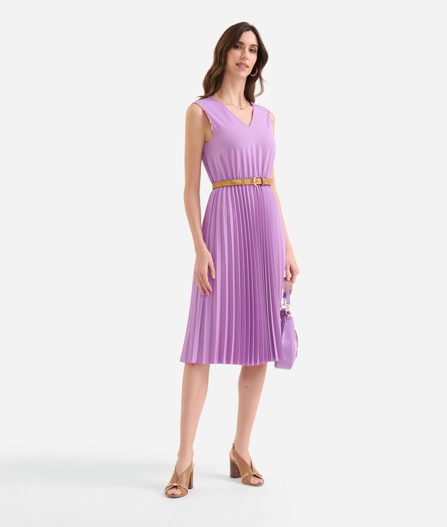Cady dress with pleated skirt Orchid,front