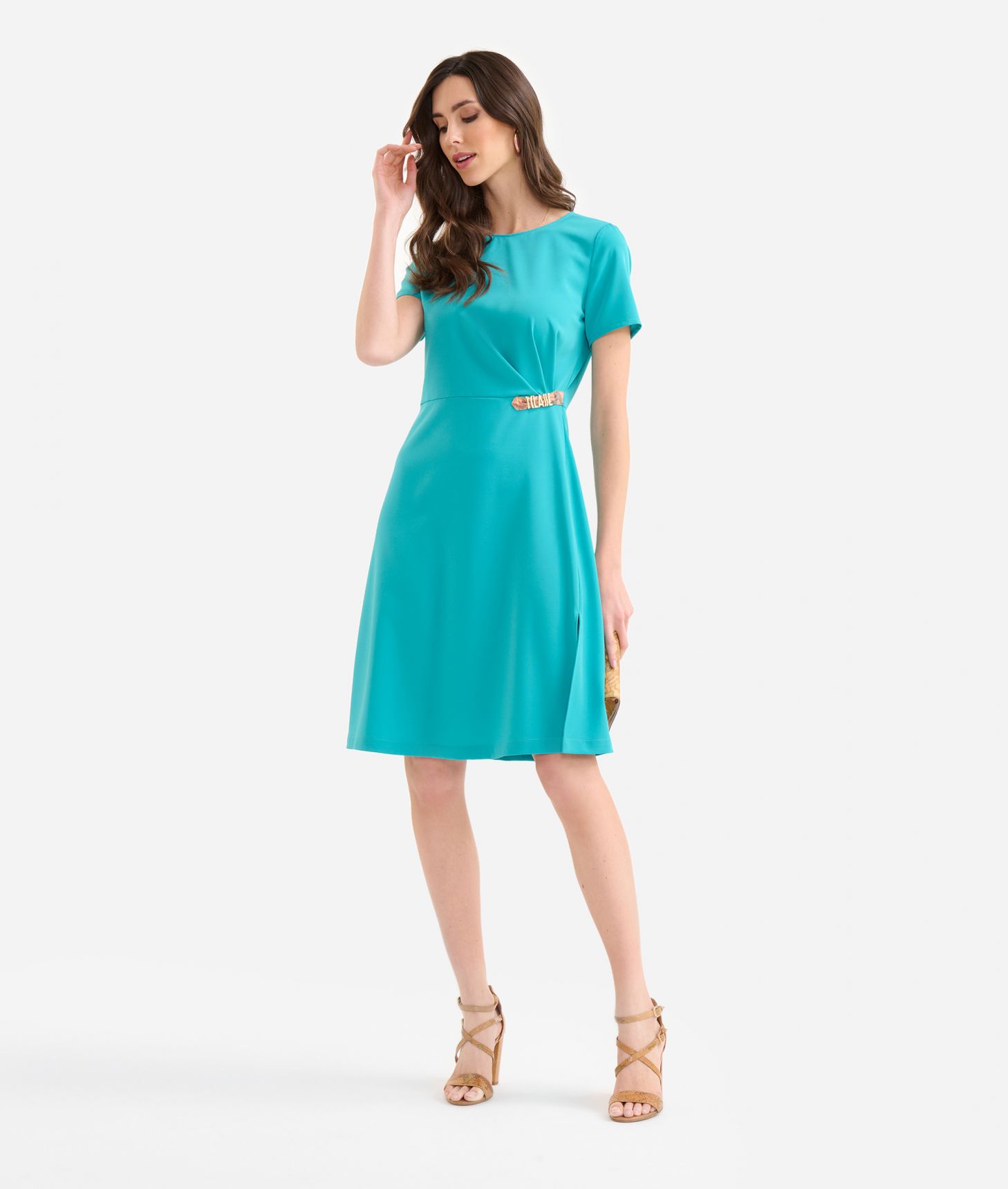 Cady dress with logo loop Jade,front