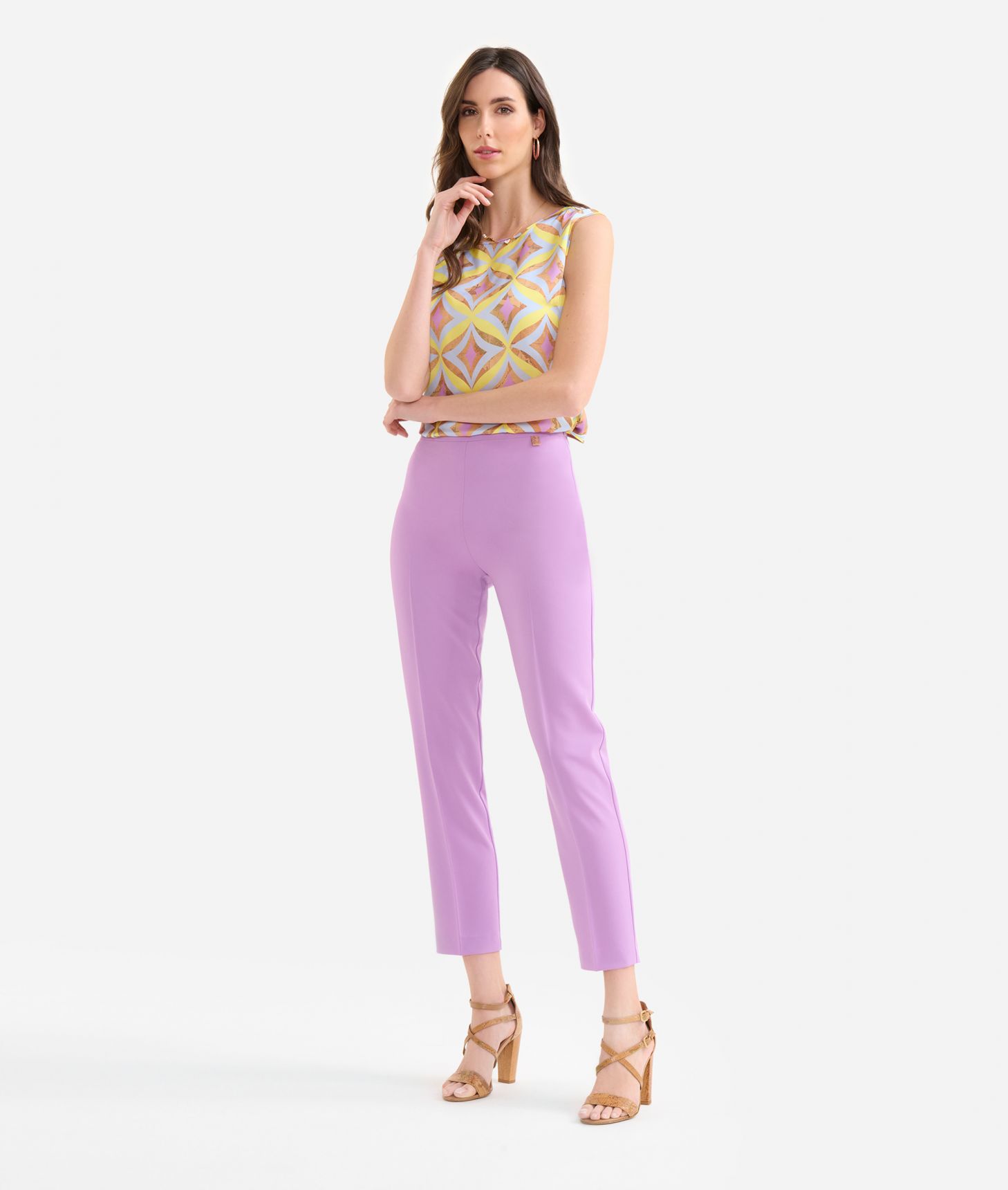 Cady regular-fit trousers Orchid,front