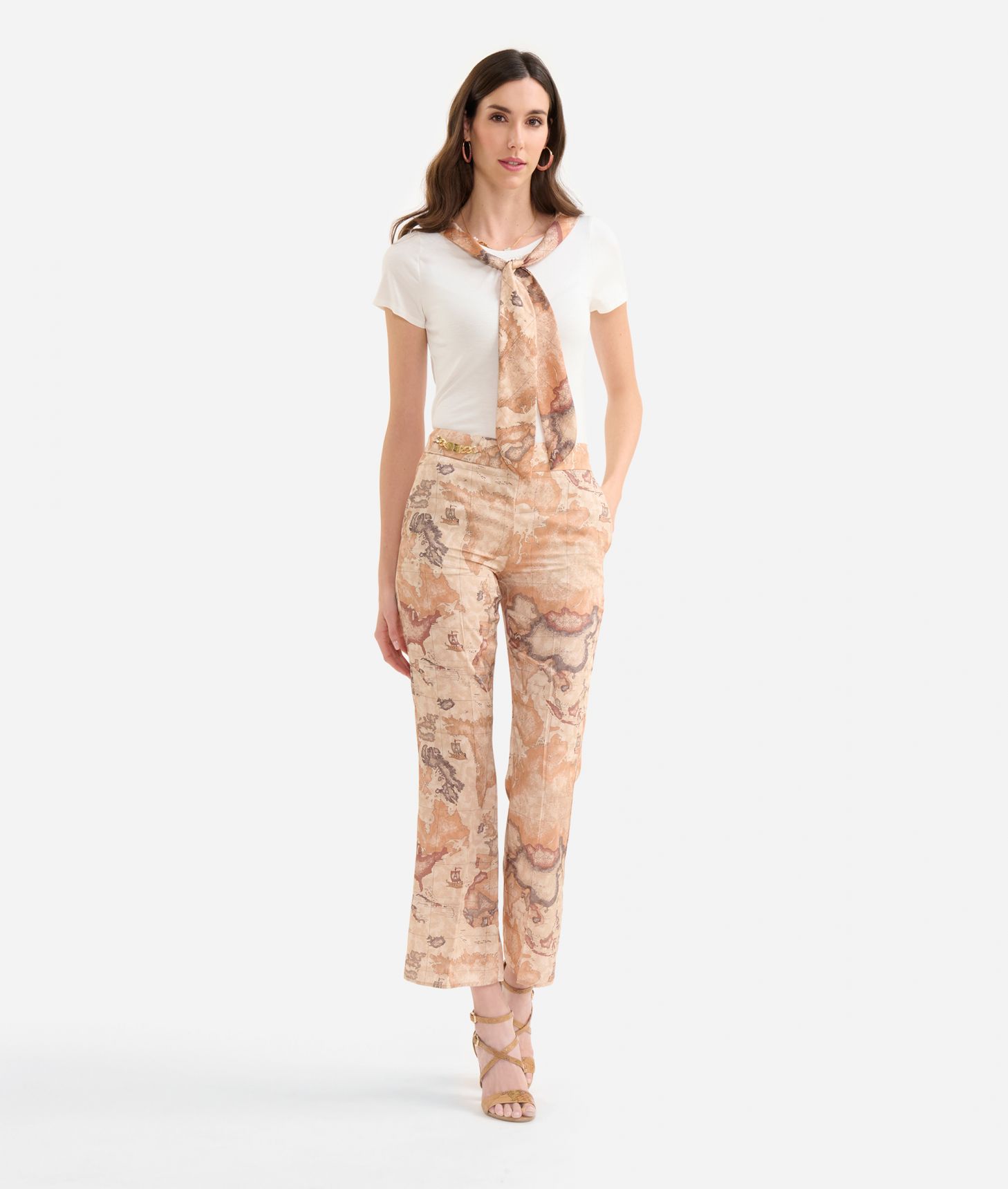 Twill kick flare trousers with jewel Geo Classic,front