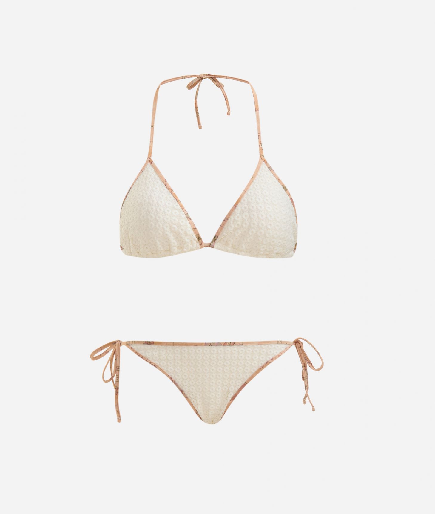 Luxury triangle bikini with openwork detailing White,front