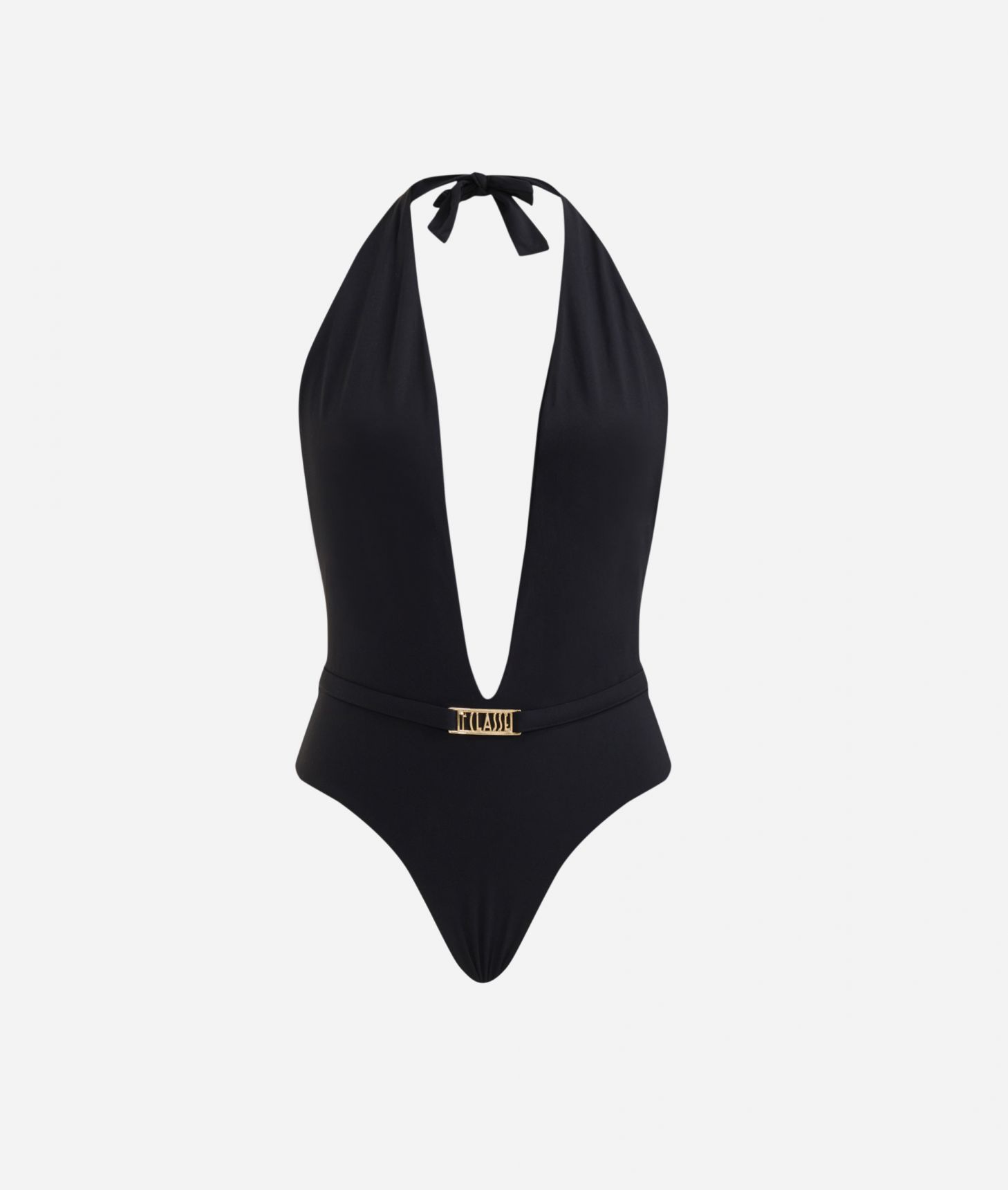 Luxury one-piece jewel swimsuit Black,front