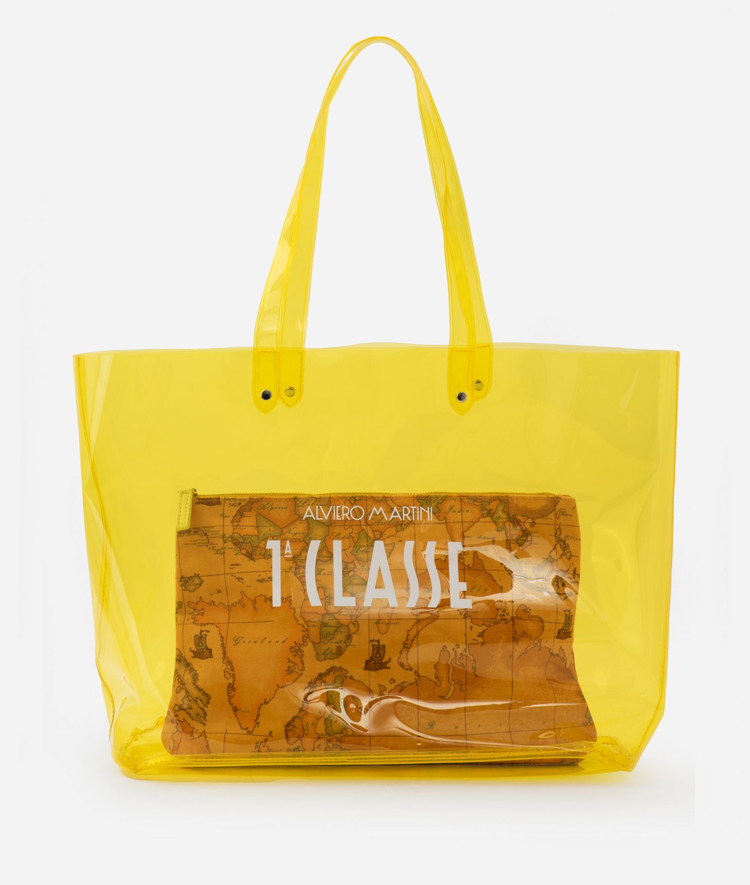 Beach bag with Geo Classic print pouch Sun Yellow,front