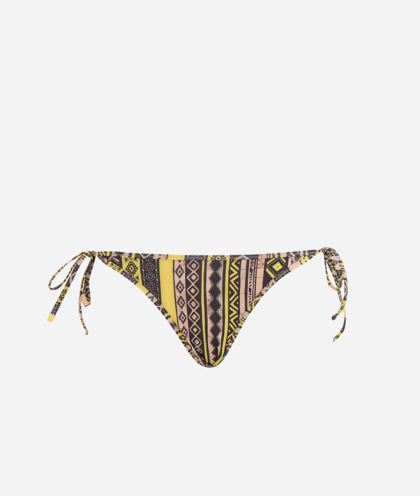 Geo Etnico bikini bottom with ties Sun Yellow,front